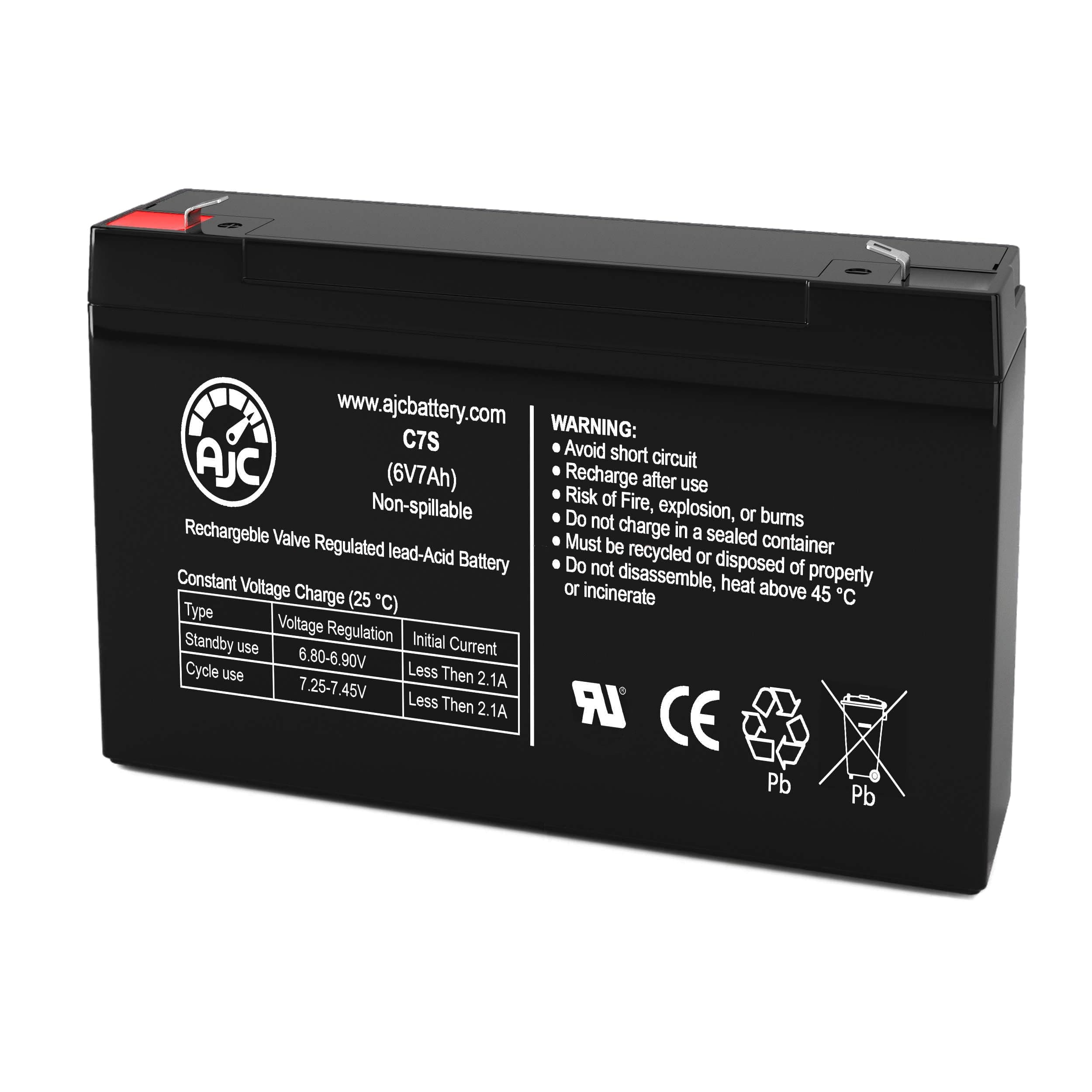 AJC Battery Compatible with Long Way LW-3FM7.6J 6V 7Ah Sealed Lead Acid Battery
