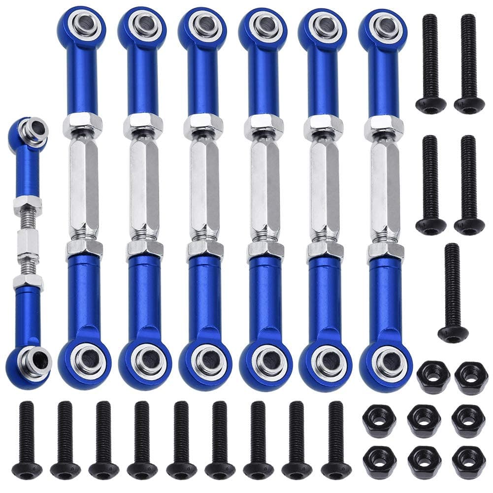 HobbyparkAdjustable Aluminum Upgrades Parts Turnbuckles/Camber Links Set for 1/10 Traxxas Slash 2WD 4X4 Hoss Rustler VXL Stampede RC Truck, 7Pcs Blue