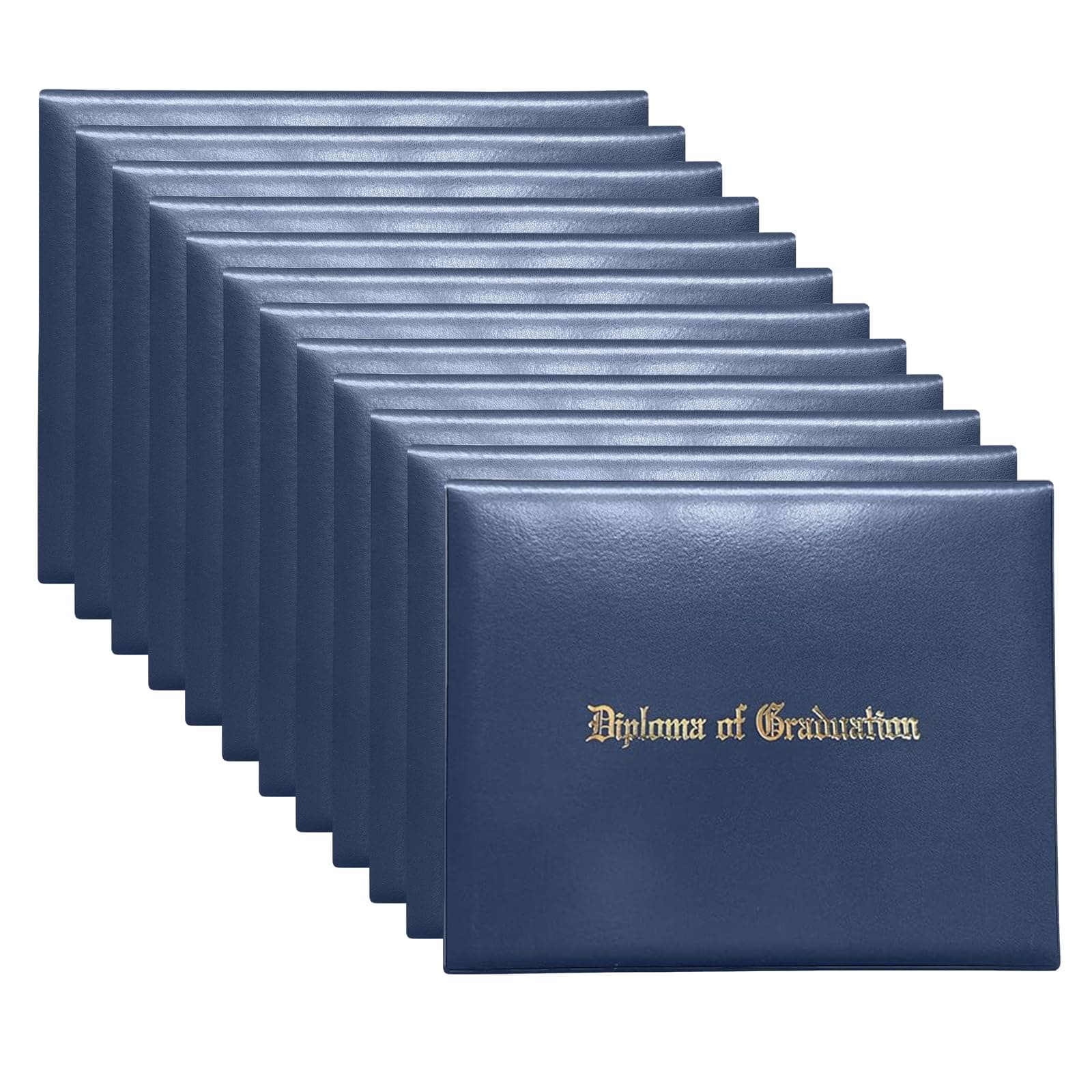 Happy Secret Imprinted Diploma Holder for 8.5"x11" Certificate - Graduation Cover with Smooth Leather, Navy, 12 Packs