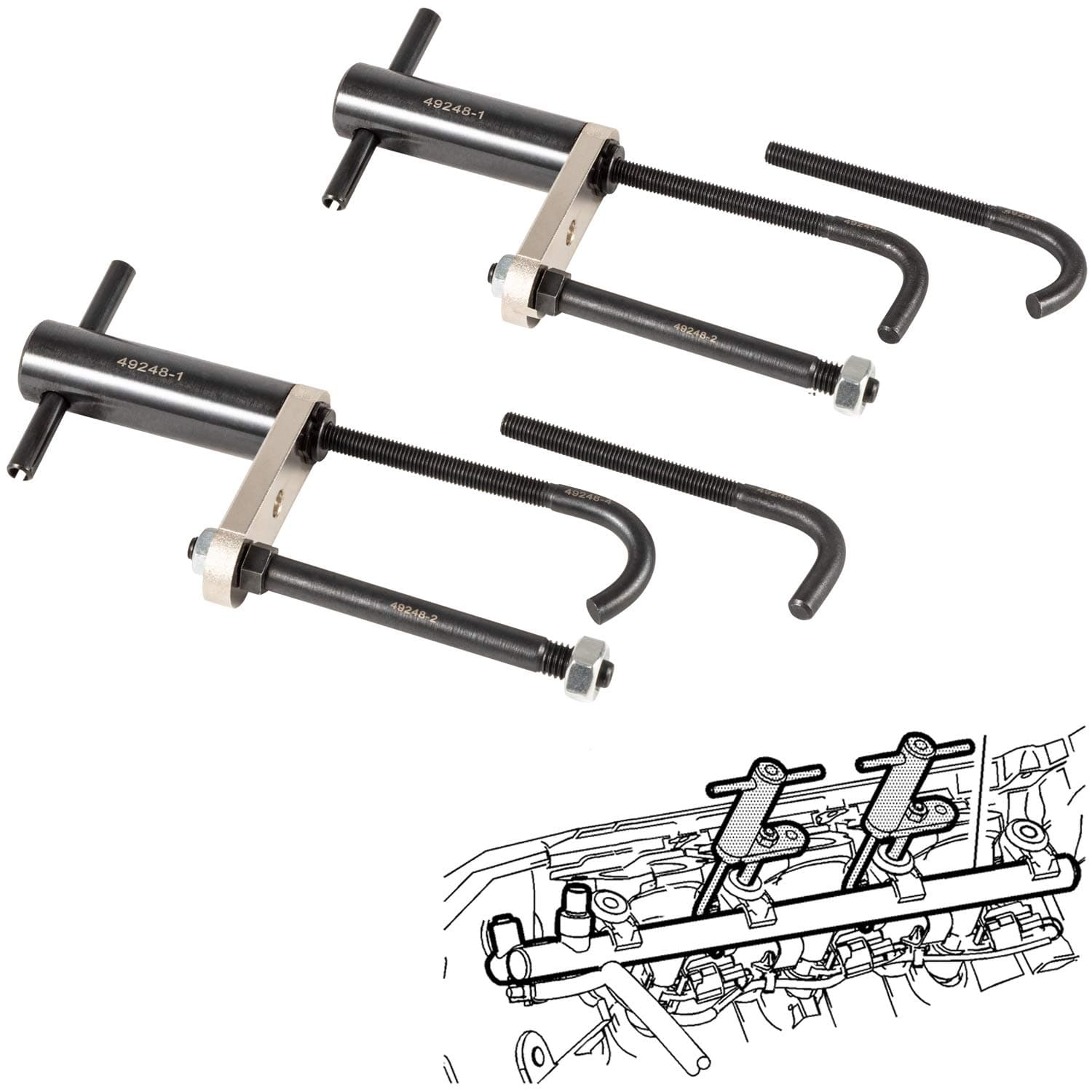 E-cowlboyEN-49248 Injector Rail Assembly Remover Tool 6706 for Cadillac, Saturn, Pontiac and Chevrolet 27-214 Direct Injection Engines