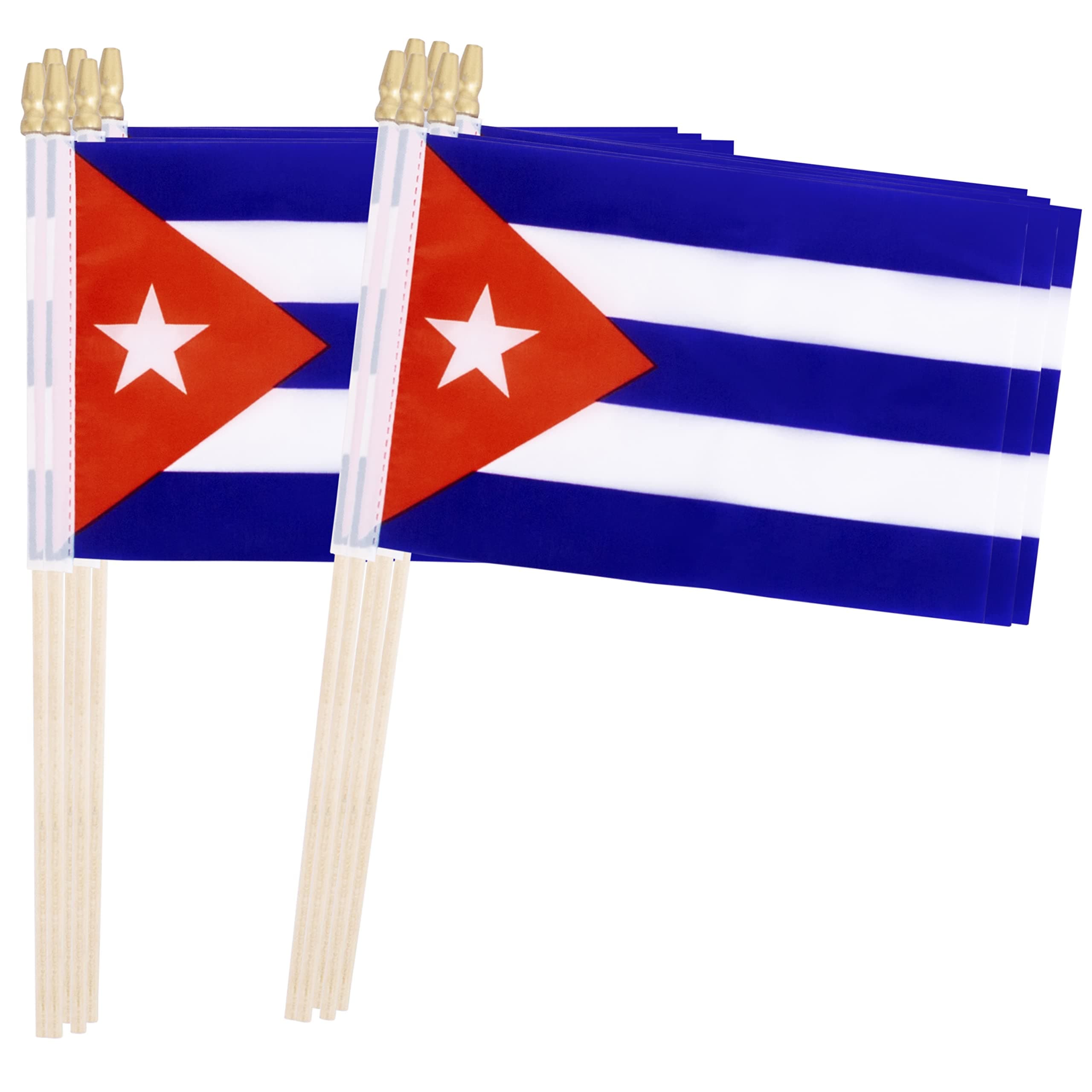 TSMD Cuba Stick Flag Cuban Small Mini Hand Held Flags,5x8 Inch,12 Pack