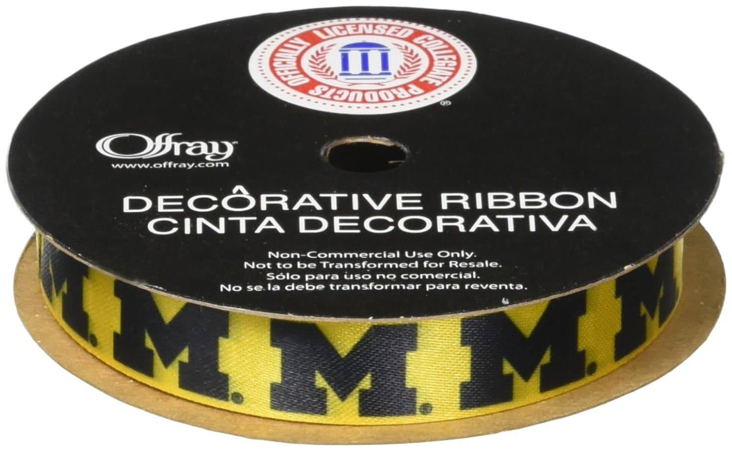 Fabrique Innovations Offray University of Michigan Wolverines Fabric, 9/16" X 9FT Ribbon