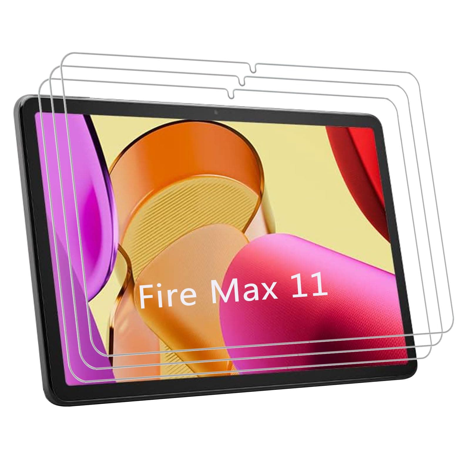 3 Pack Screen Protector for Amazon Fire Max 11 Tablet 2023 Tempered Glass Ultra HD Anti Scratch 9H Glass Protector (Face ID, Fire Max 11 Stylus Pen Compatible)