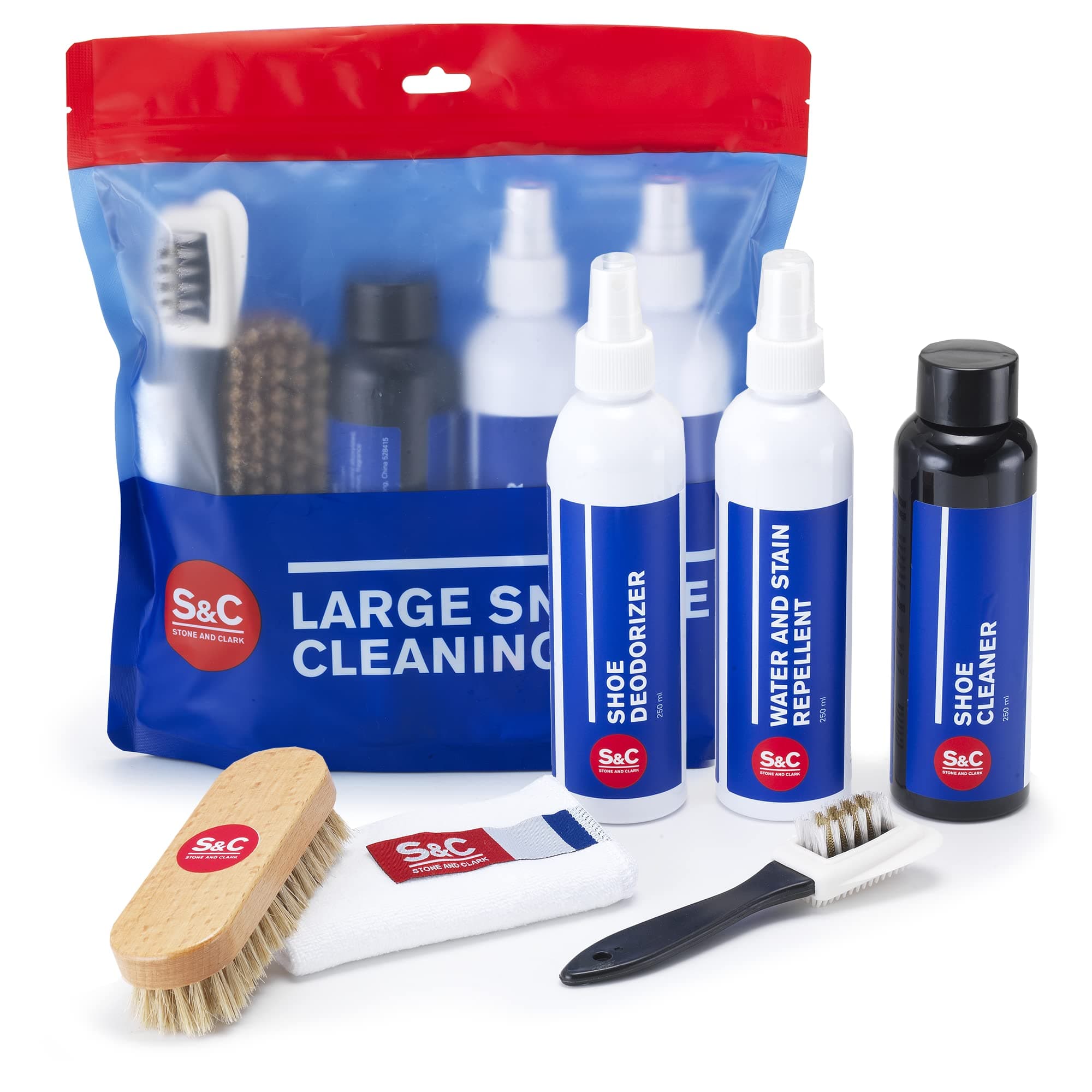 Stone and ClarkSneaker Cleaning Kit - Advanced Solution for Sneakers, Shoes, Ideal for Leather, Suede, Nubuck - Includes 8.5oz Cleaner, Deodorizer, Protector, Brushes & Microfiber Towel