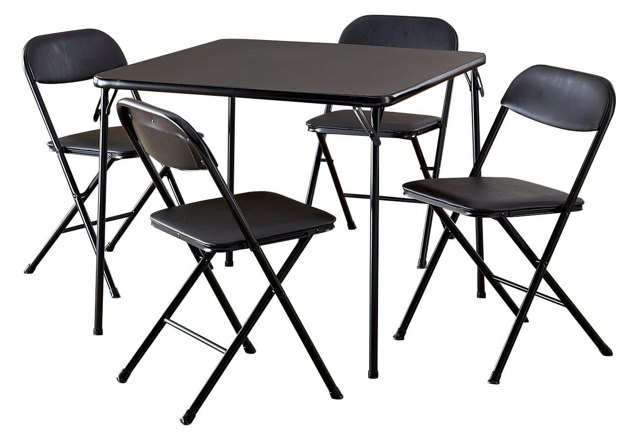 Mainstay5 Piece Card Table and Chair Set, Black