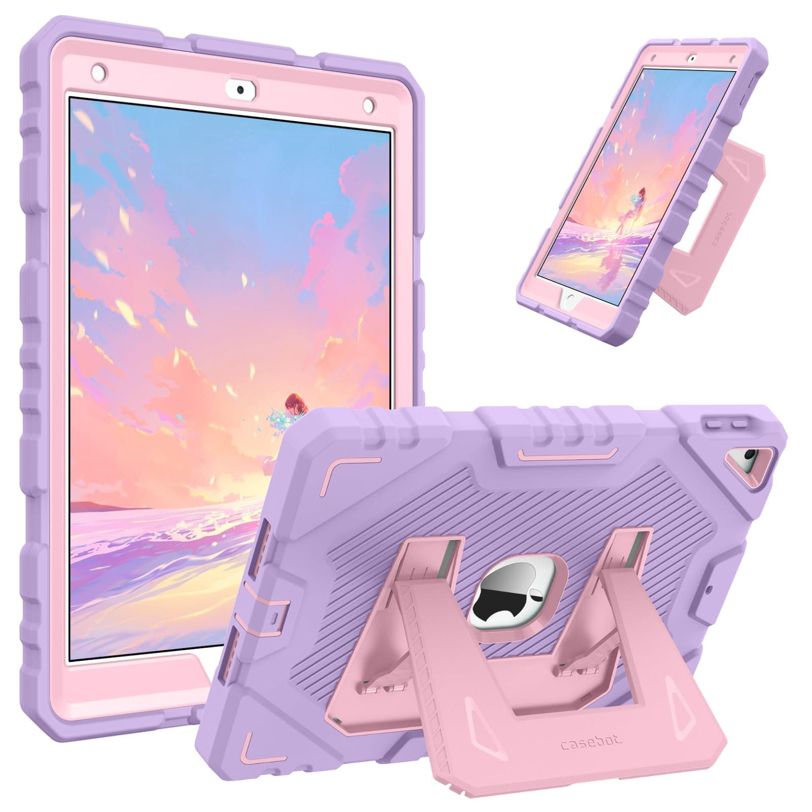 FINTIE Kids Case for iPad 9th / 8th / 7th Generation (2021/2020/2019) 10.2 inch, Fully-Body Rugged Heavy Duty Shockproof Protective Case w/Built-in Kickstand for Boys & Girls, Purple