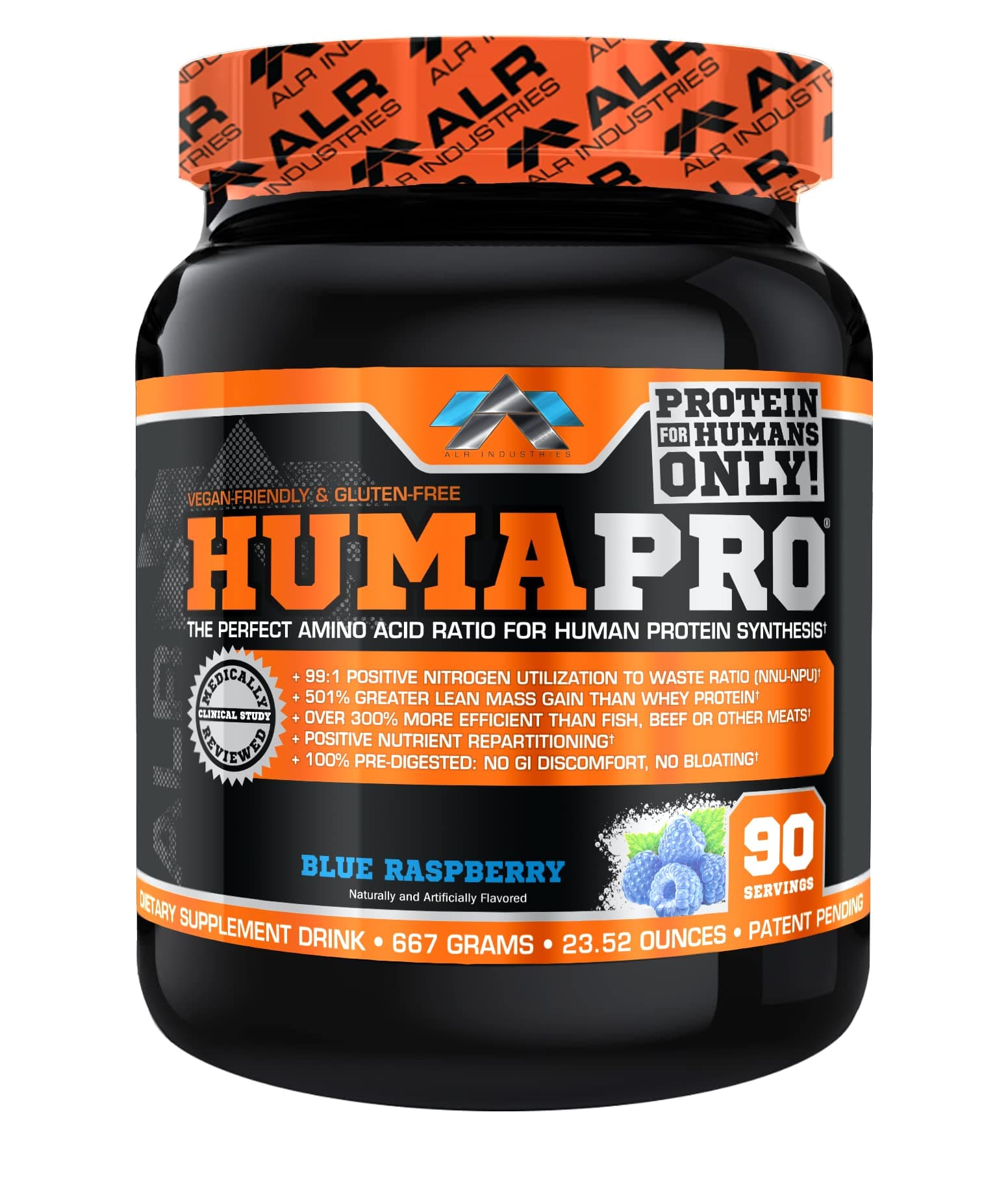 Humapro, Protein Matrix Blend, Formulated for Humans, Amino Acids, Lean Muscle, Vegan Friendly, 667 Grams (Blue Raspberry)