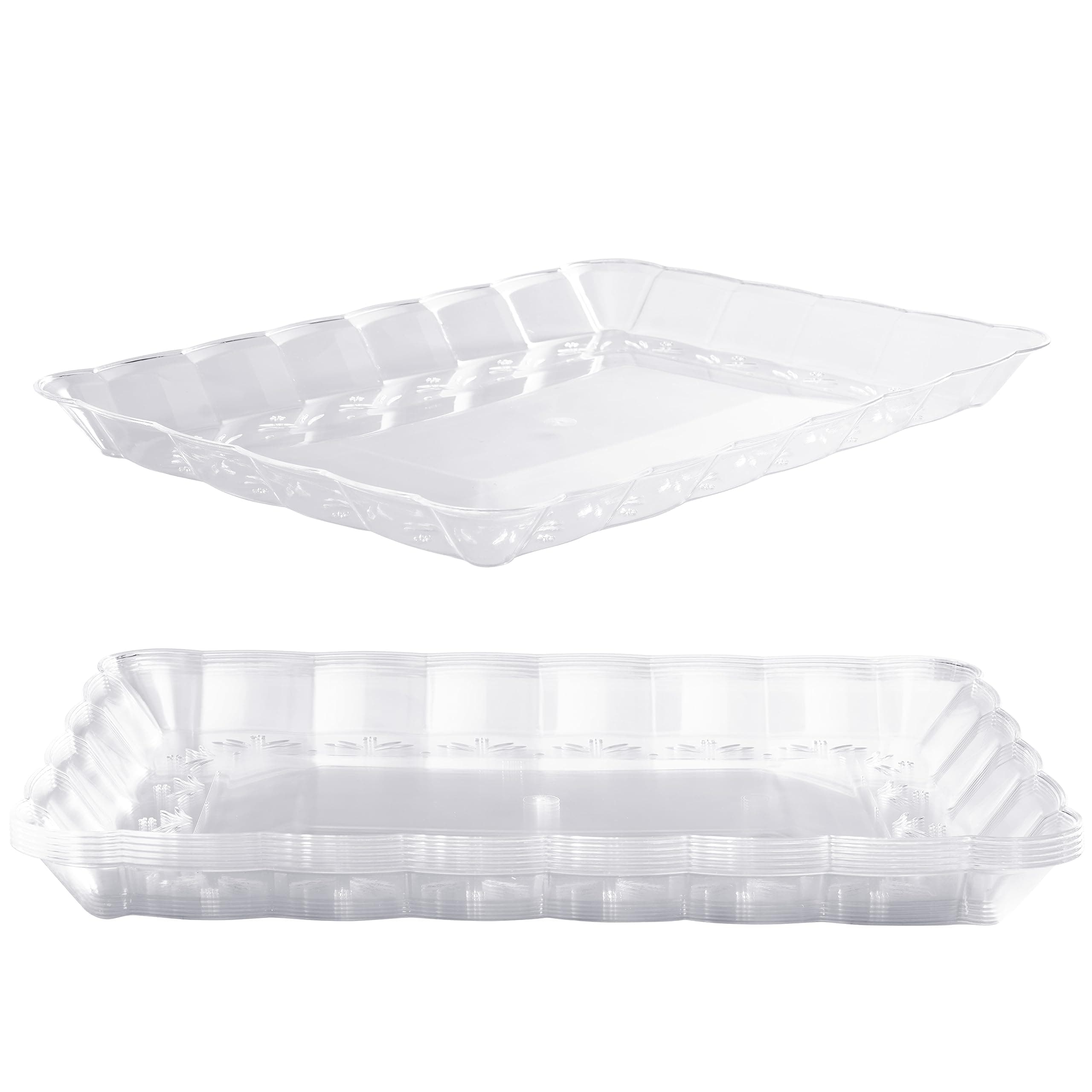 MATANA 6 Pack 13x9 Clear Plastic Serving Trays and Platters, Rectangle Large for Party, Reusable & Disposable for Food, Desserts, Cookie, Appetizers