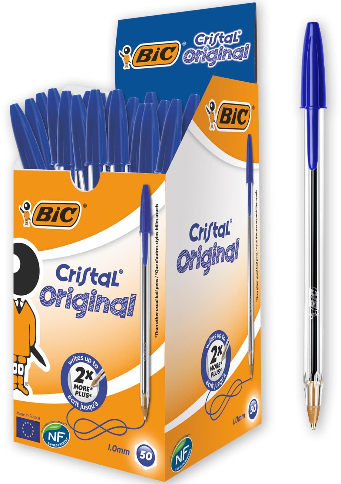 Bic 837360 Medium Cristal Ball Point Pen - Blue (Pack of 50)