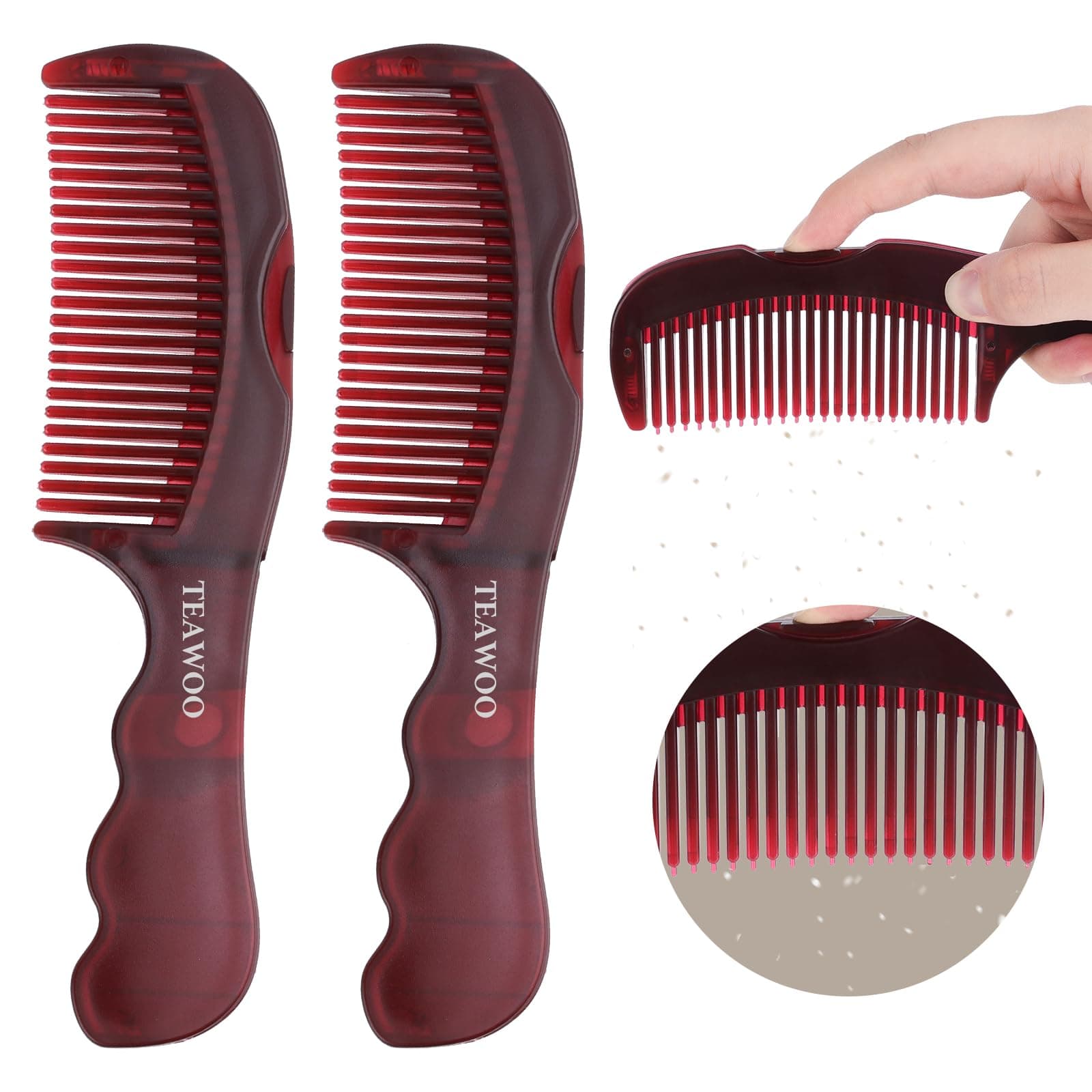 TEAWOO2PCS Dandruff Comb for Scalp, Energy Massage Scalp Comb, Comfortable Hollow Tooth Hair Dandruff Remover Brush, Healthier Scalp Comb