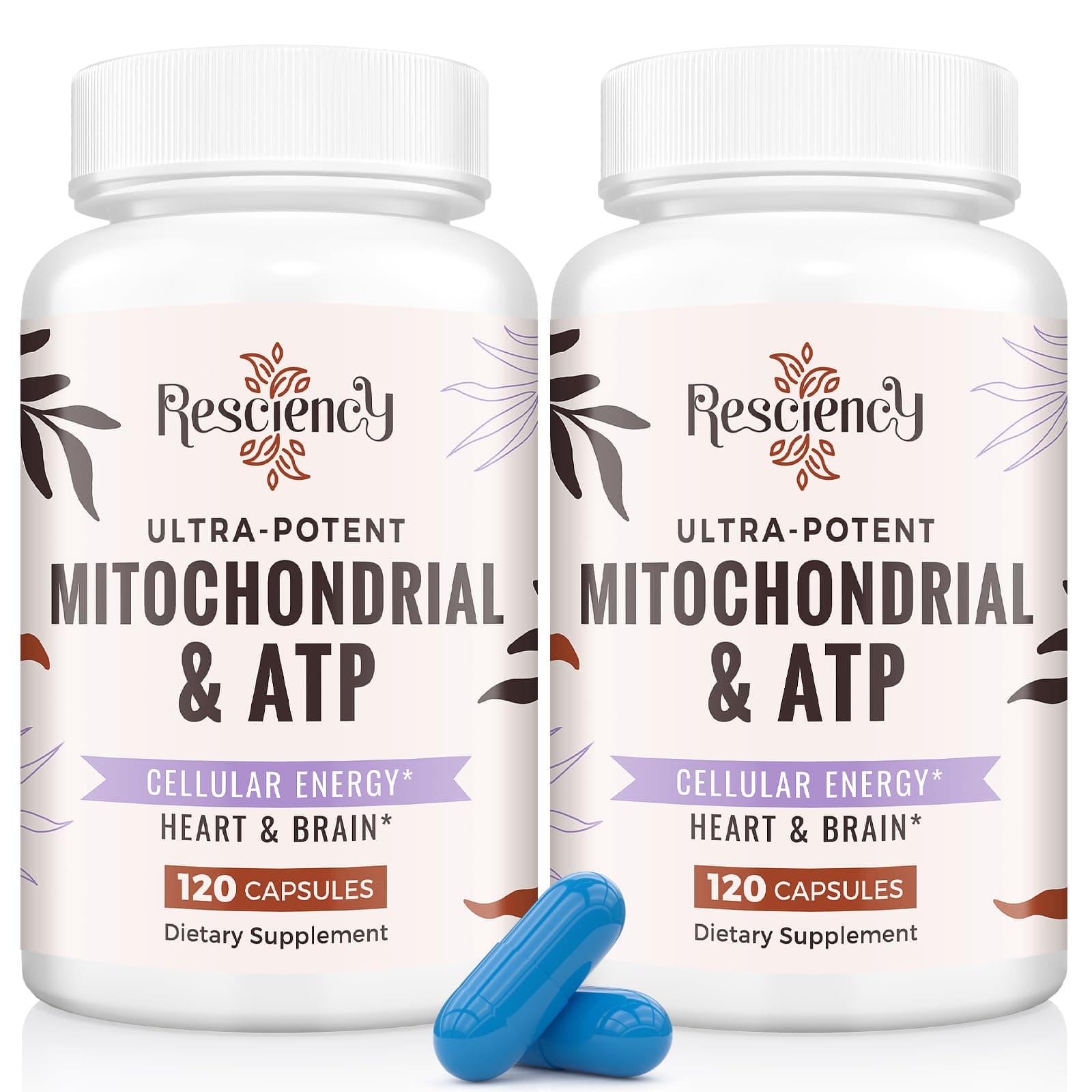 Resciency 2326 MG Mitochondrial Supplements with ATP, Vitamins, CoQ10 & PQQ, More Effective Than Creatine HMB & Nitric Oxide, Energy, Endurance, Strength, Recovery & Muscle, Organic, 240 Capsules