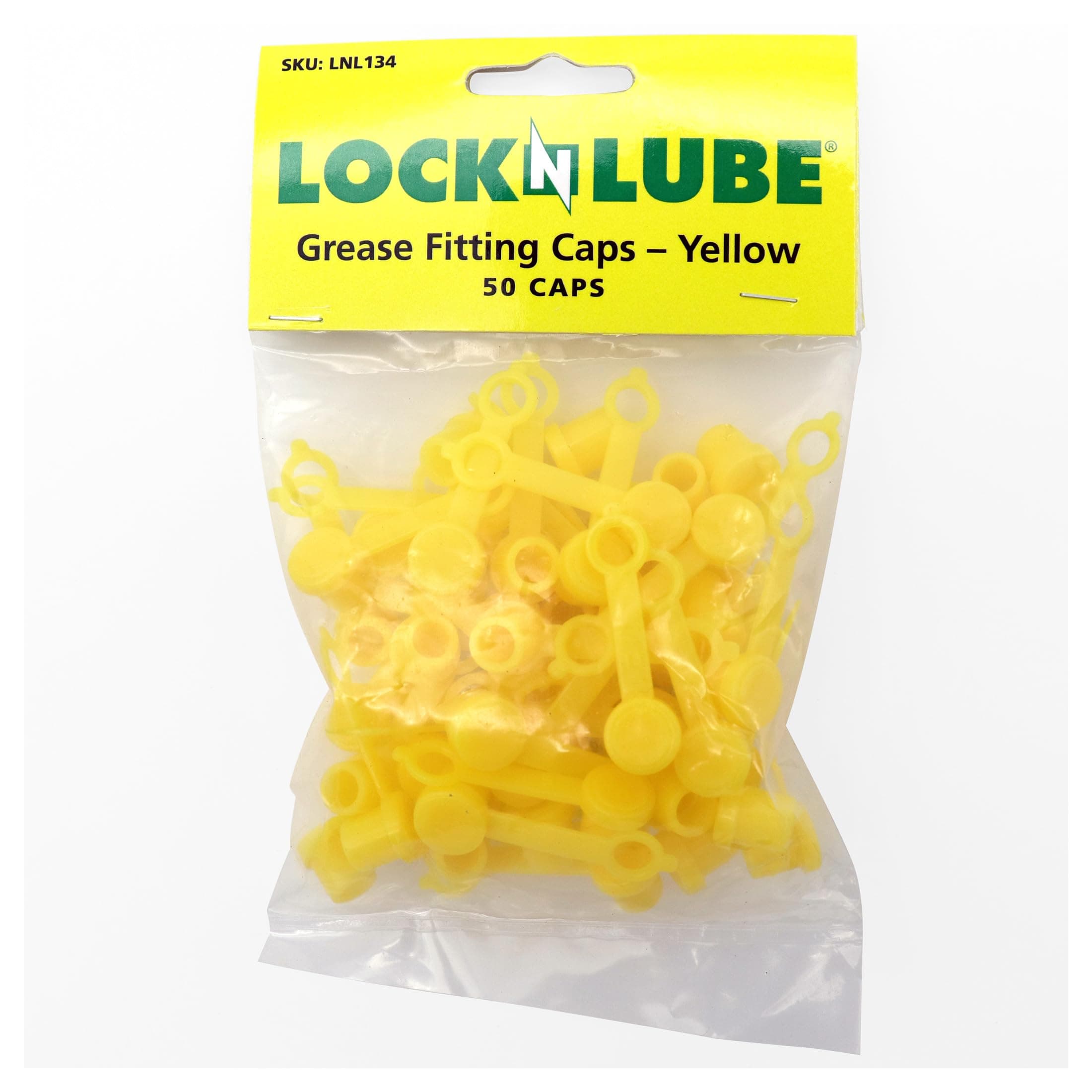 LNL134 Grease Fitting Caps, 50 count, Yellow