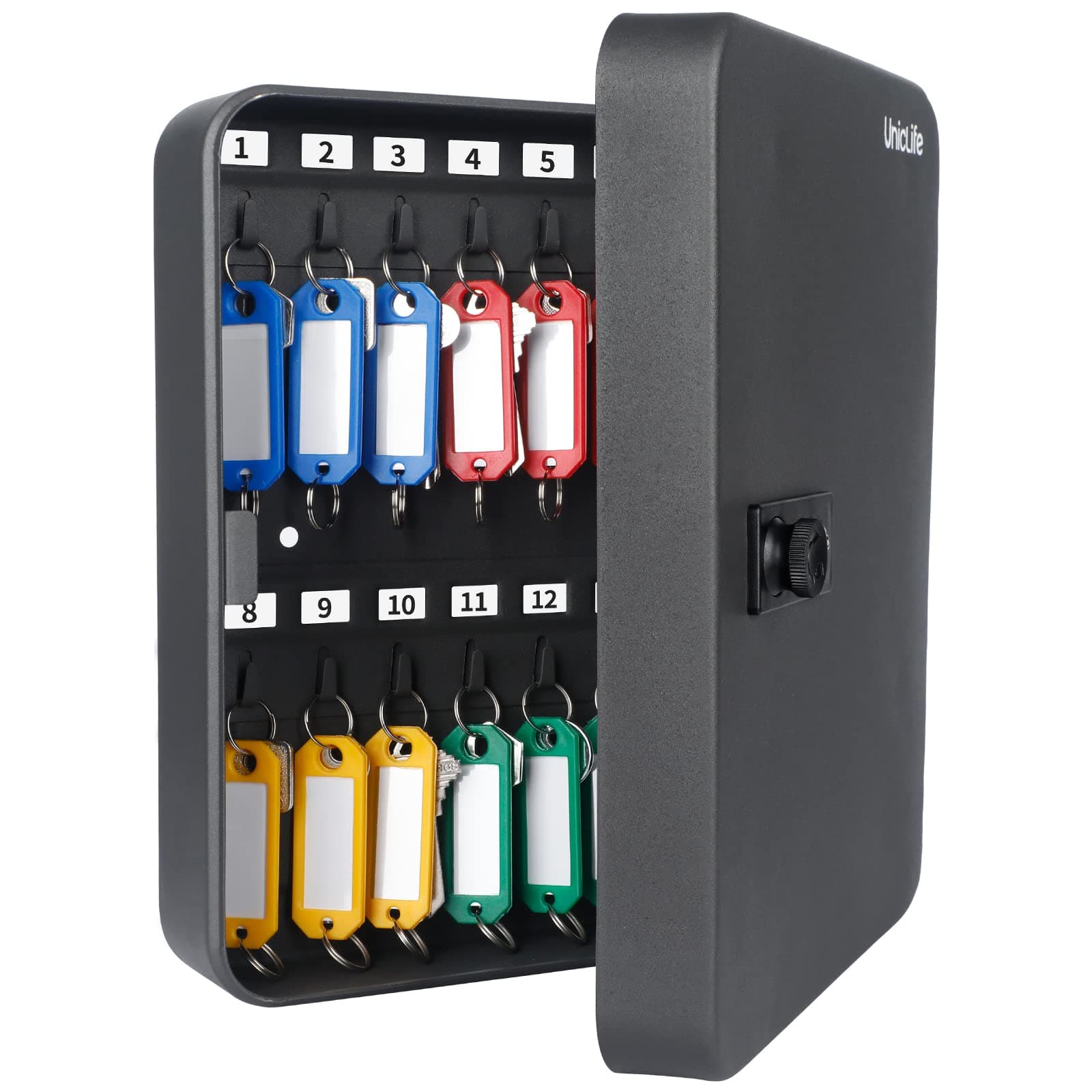 28 Key Cabinet Steel Security Lock Box with Combination Lock-Black