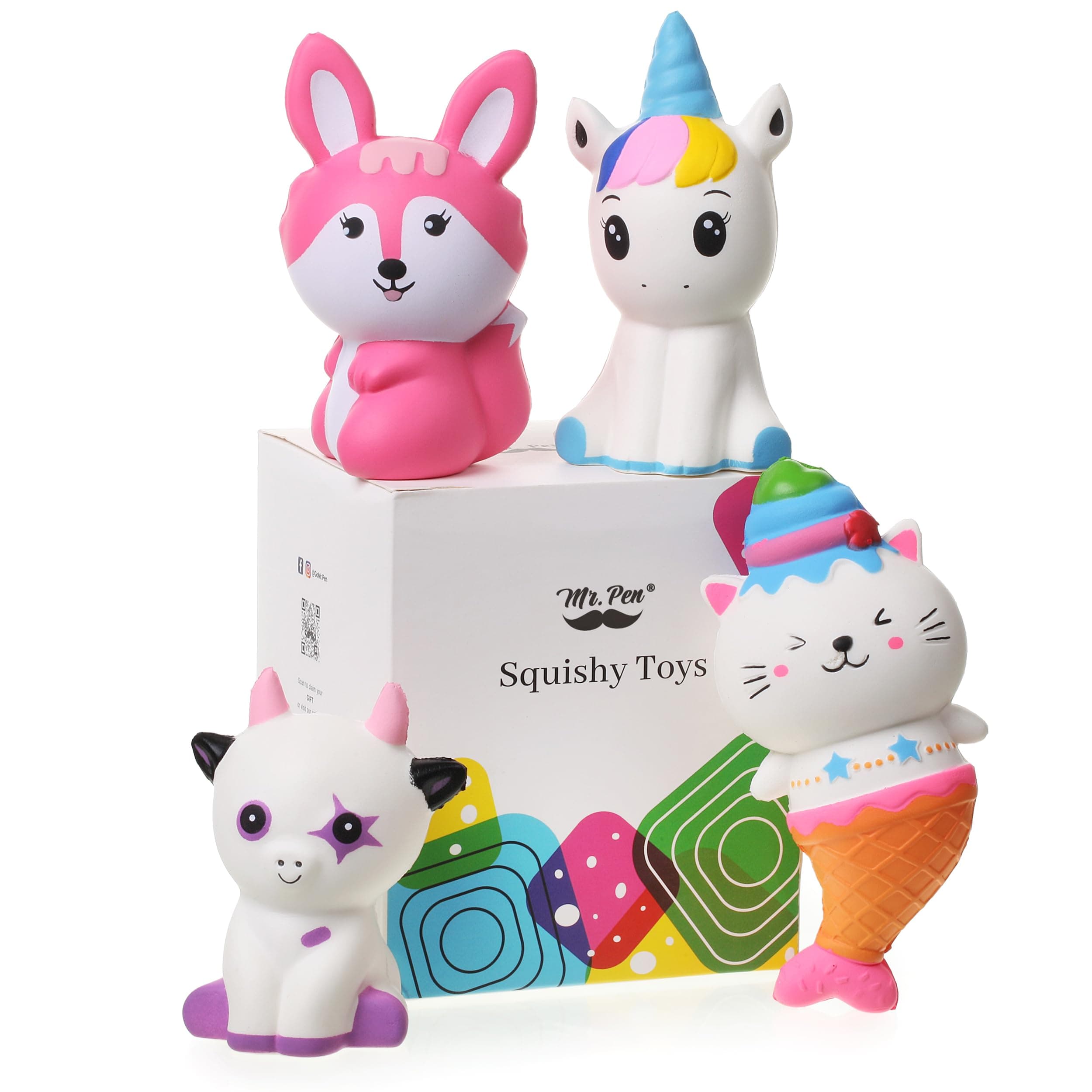 Mr. Pen Jumbo Squishies Slow Rising, 4 Pack, Squishy Animals, Squeeze Toys for Kids