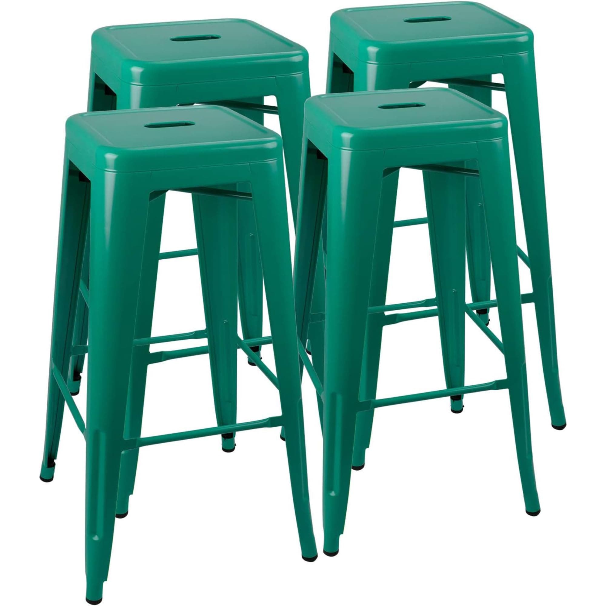 JUMMICO 30 Inches Metal Bar Stools Industrial Barstools Stackable High Backless Stools Vintage Indoor Outdoor Stackable Kitchen Stools