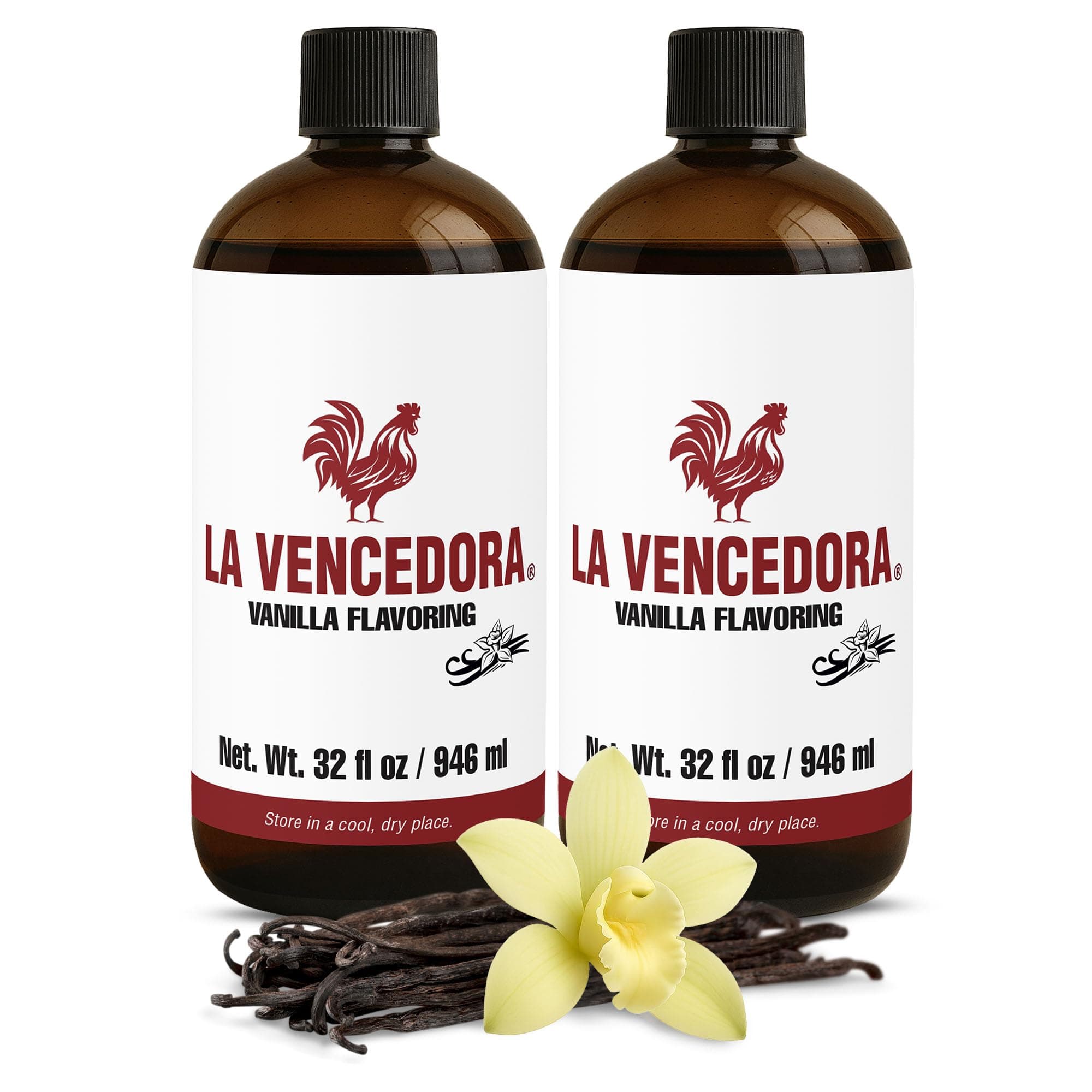 La Vencedora Mexican Vanilla – Large 32oz Bottles (Pack of 2) – Traditional Vanilla Flavoring for Baking, Cooking & Desserts – Made in Mexico