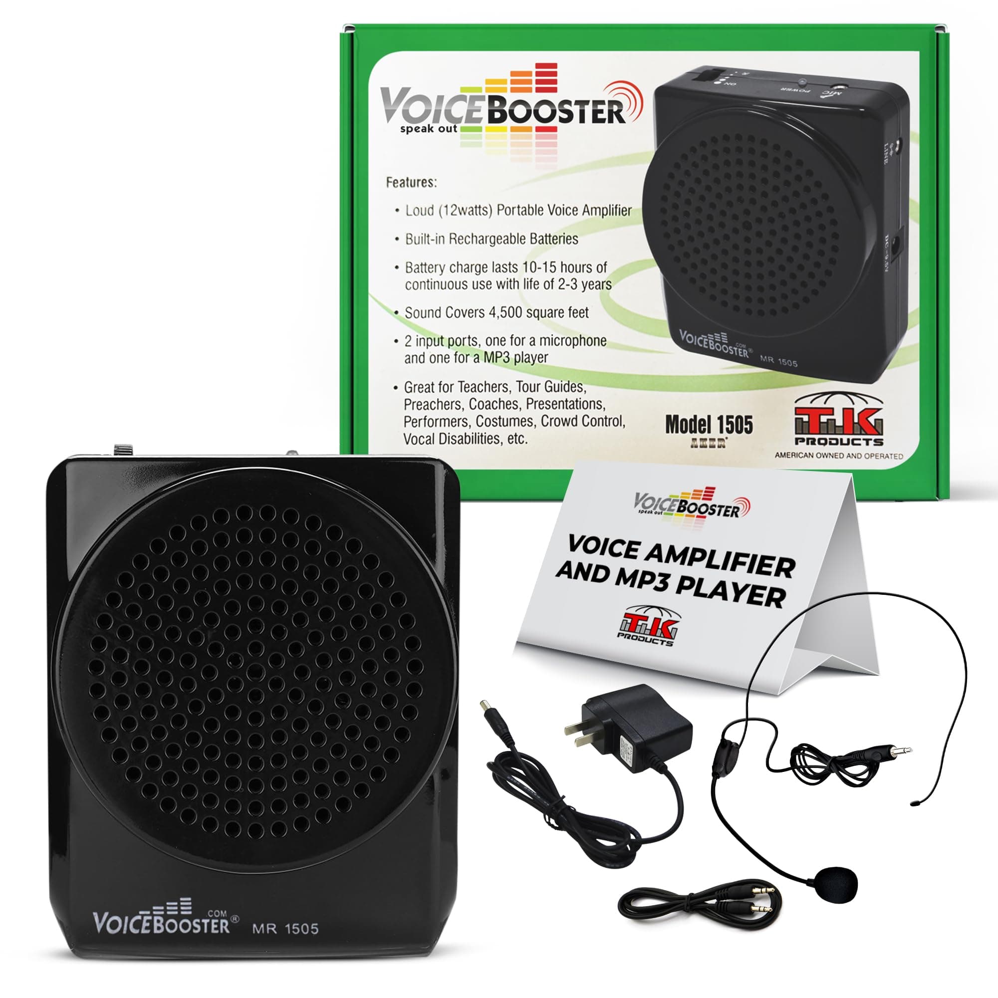 VoiceBooster Voice Amplifier & Mp3 Player MR1505 by TK Products (Black)
