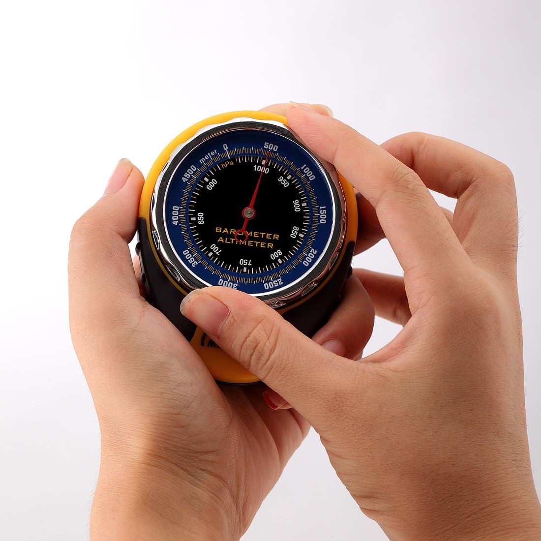 Handheld Pocket Mechanical Battery Free 4 in 1 Altimeter Barometer Thermometer Compass with Carabiner for Climbing Camping Hiking Skiing Fishing and Other Outdoor Sports