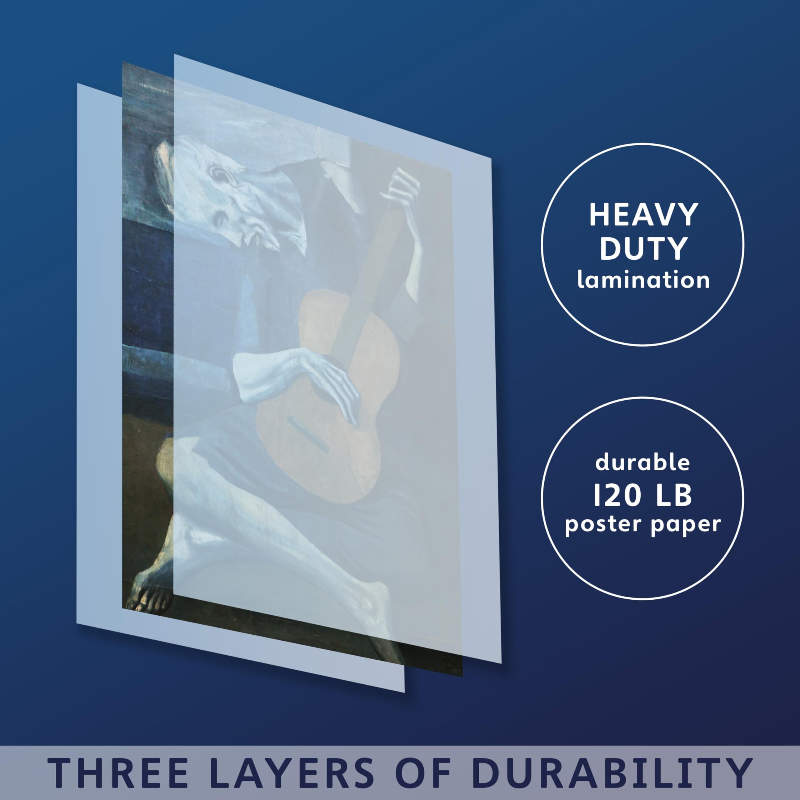 Palace Learning 3 Pack: Vincent Van Gogh Skeleton + Cafe Terrace at Night + The Old Guitarist by Pablo Picasso Poster Set - Set of 3 Fine Art Prints (LAMINATED, 18" x 24")