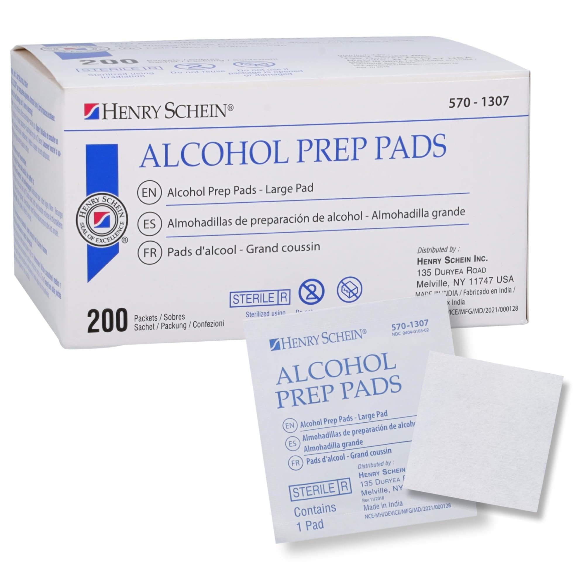 Alcohol Prep Pads, Large, 2-ply, Sterile, Pack of 1 (200)