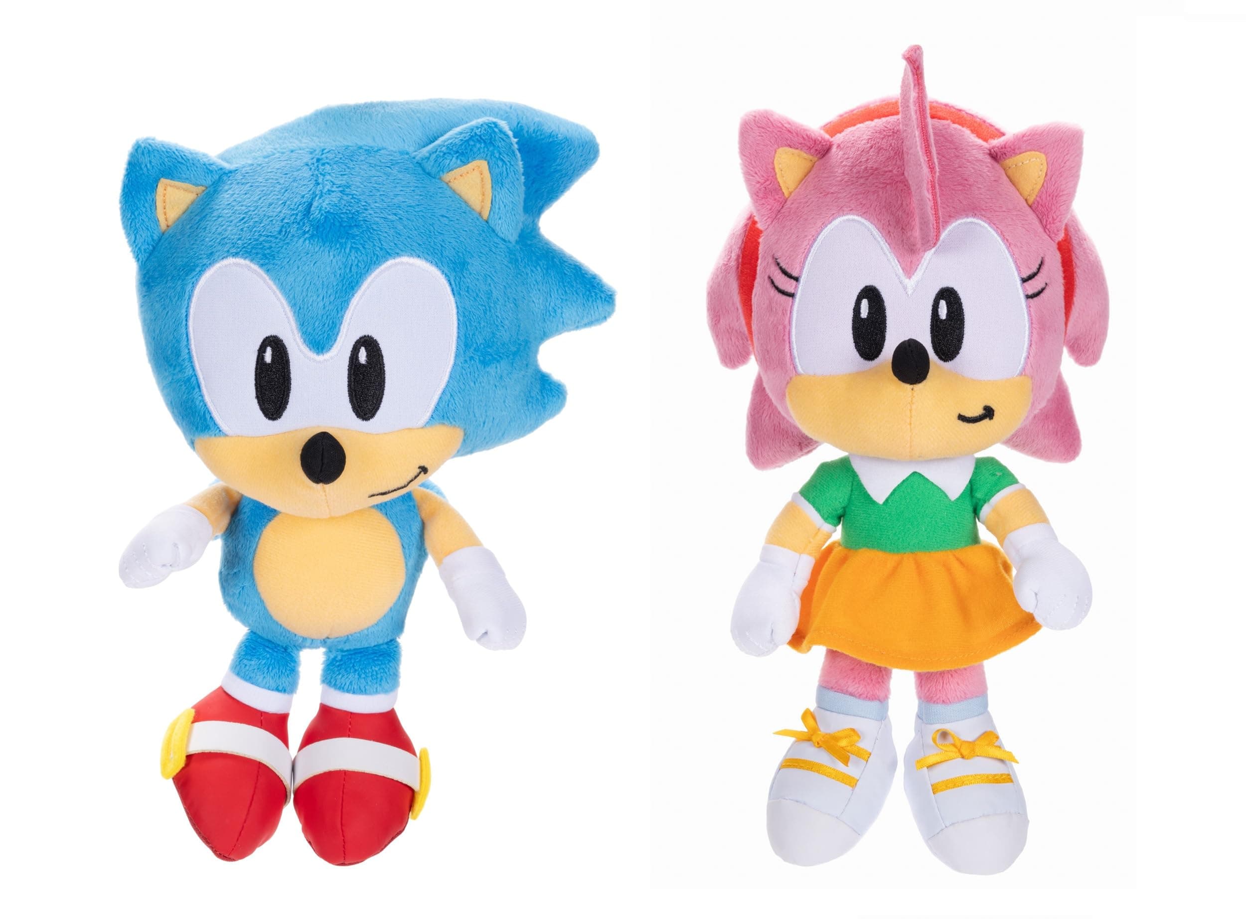 JAKKS Pacific Sonic The Hedgehog 9" Plush 2-Pack, Sonic & Amy Collectible Stuffed Toy