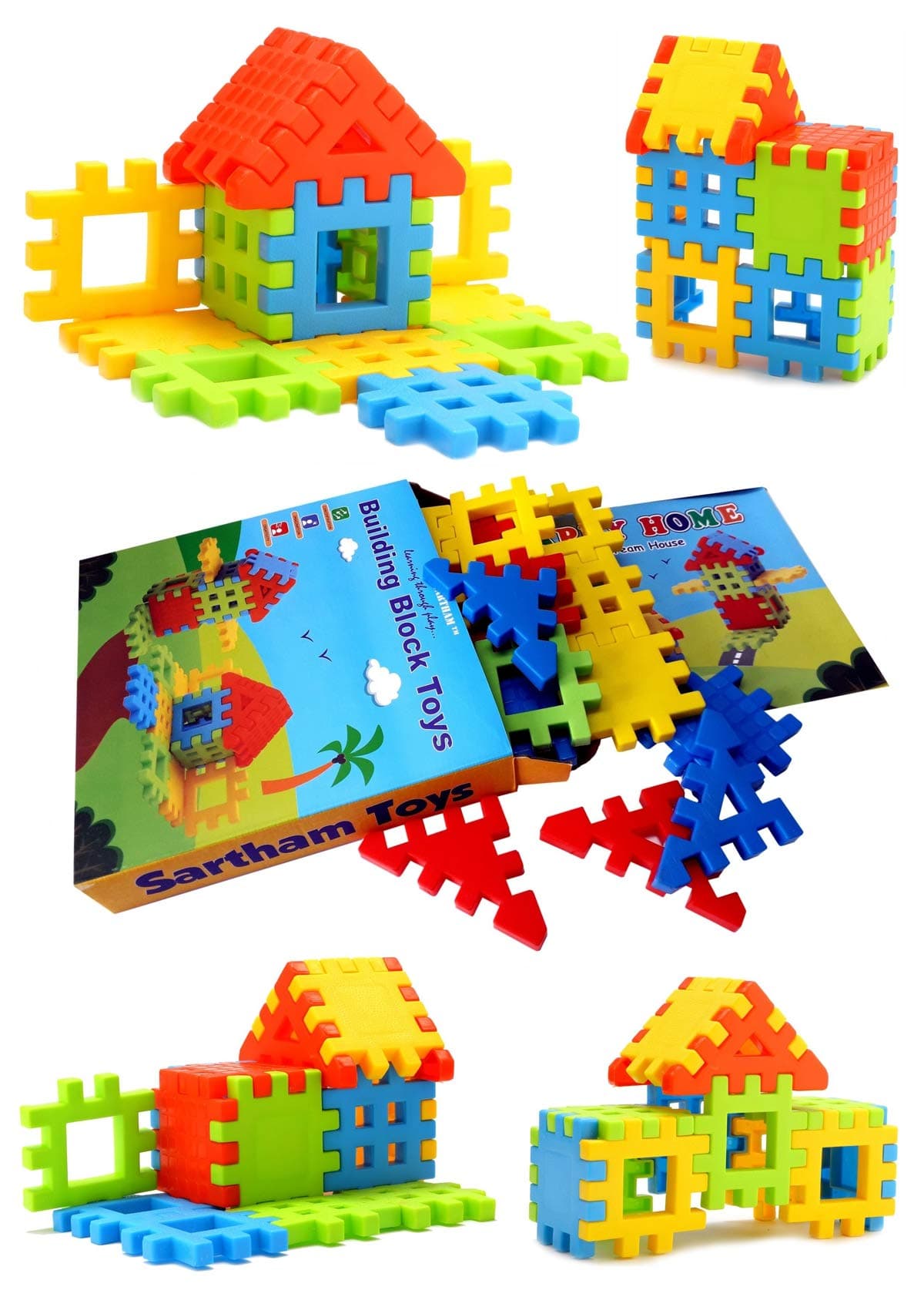 SARTHAM, Building Block Toy for Kids | Large 7.5 Centimeters Blocks | Age 3+, Multicolor | 20 Large Blocks