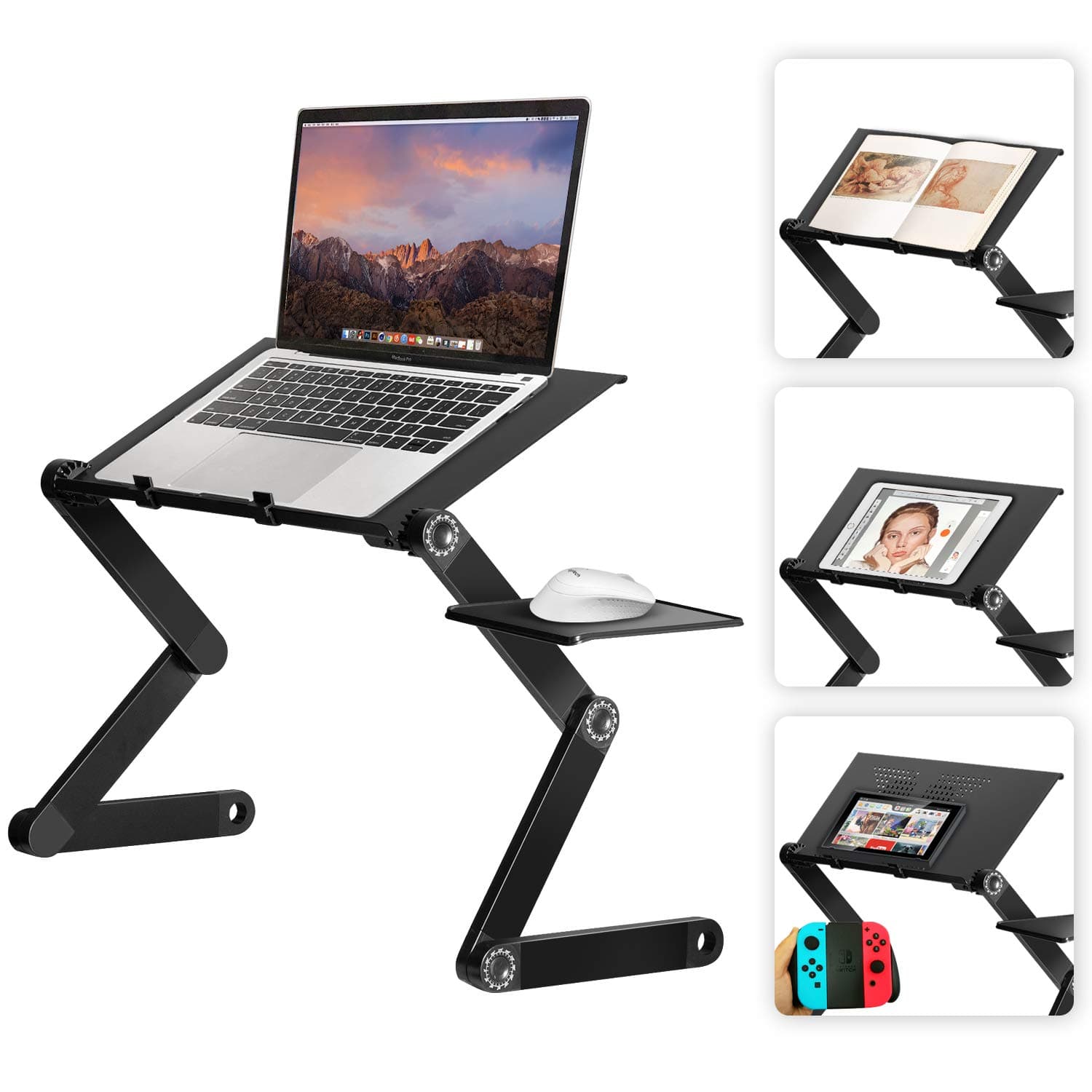 YOSHIKO Foldable Laptop Stand for Bed, Portable, Adjustable, Unique, Height Adjustable, Coffee Finish