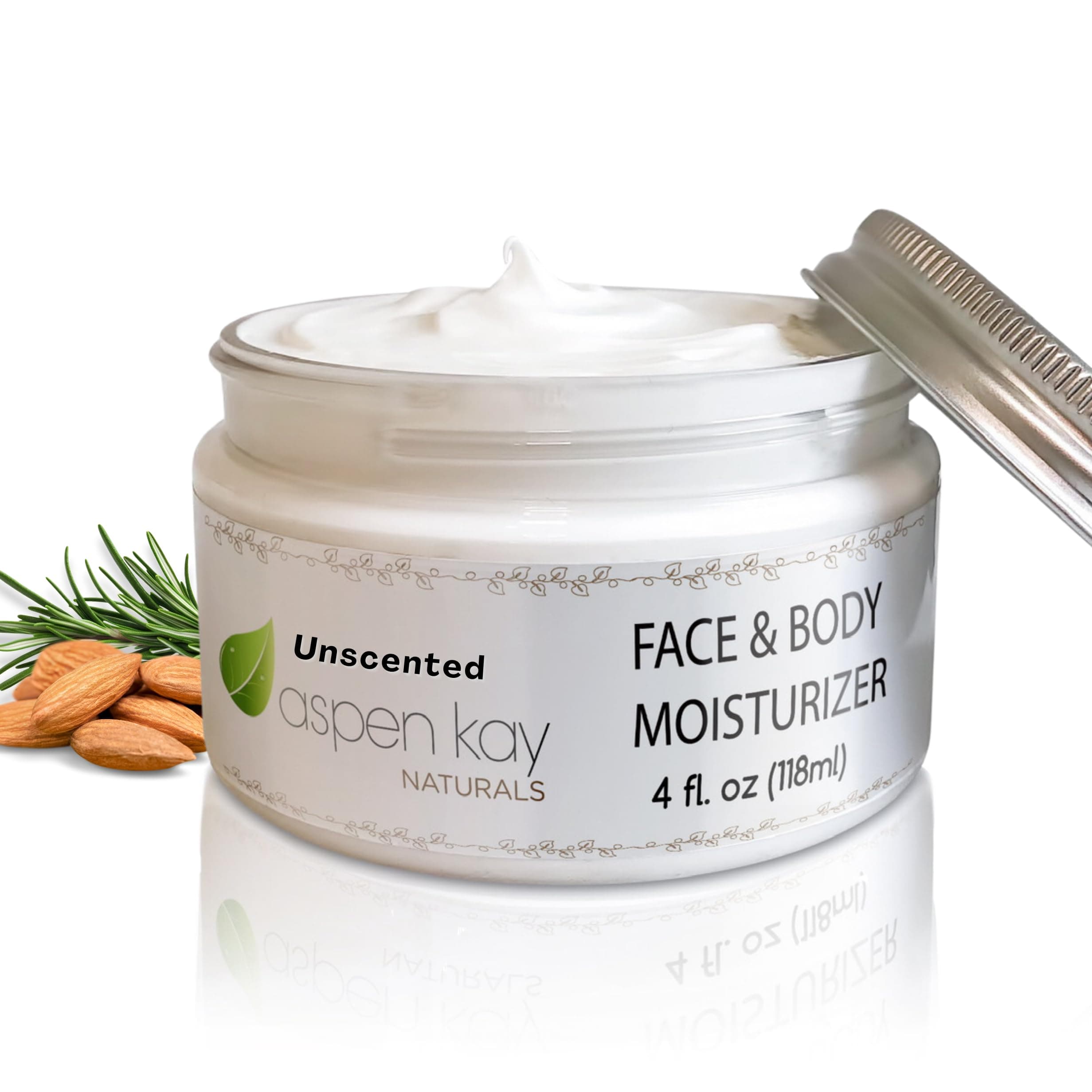 Aspen Kay Naturals Face & Body Moisturizer - Natural Moisturizing Face Cream for Sensitive Skin - Light, Non-Greasy & Fast Absorbing - Natural Face Moisturizer for Women & Men - Unscented - (4 ounces)