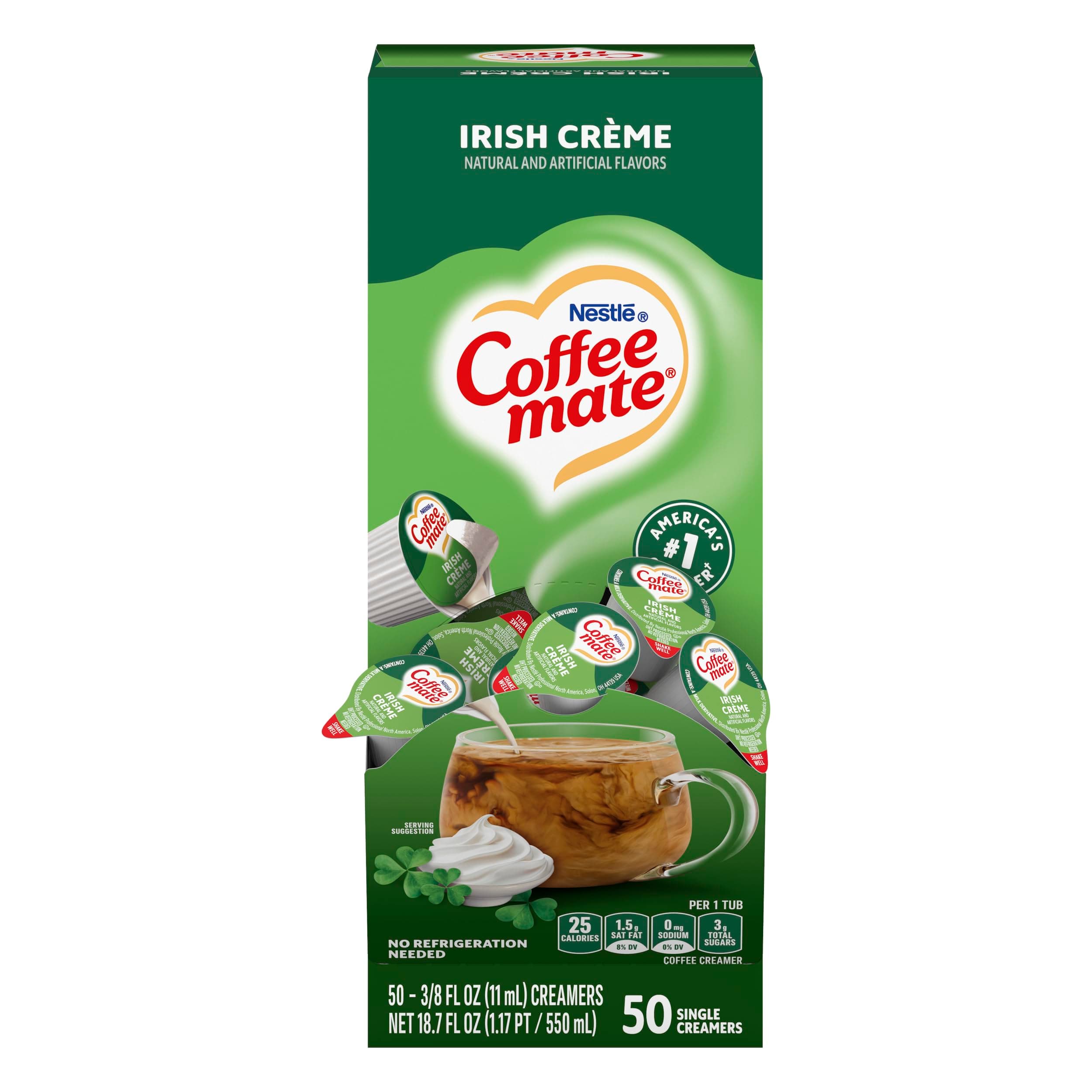 Nestle Coffee mate Liquid Coffee Creamer Singles, Irish Crème, 50 Ct Box