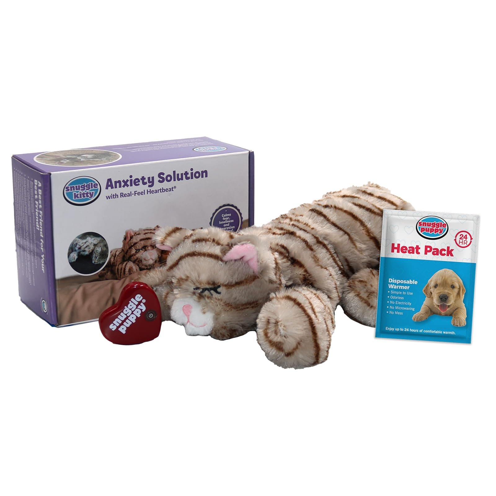 Smart Pet Love Snuggle Kitty Behavioral Aid Toy for Pets, Tan Tiger