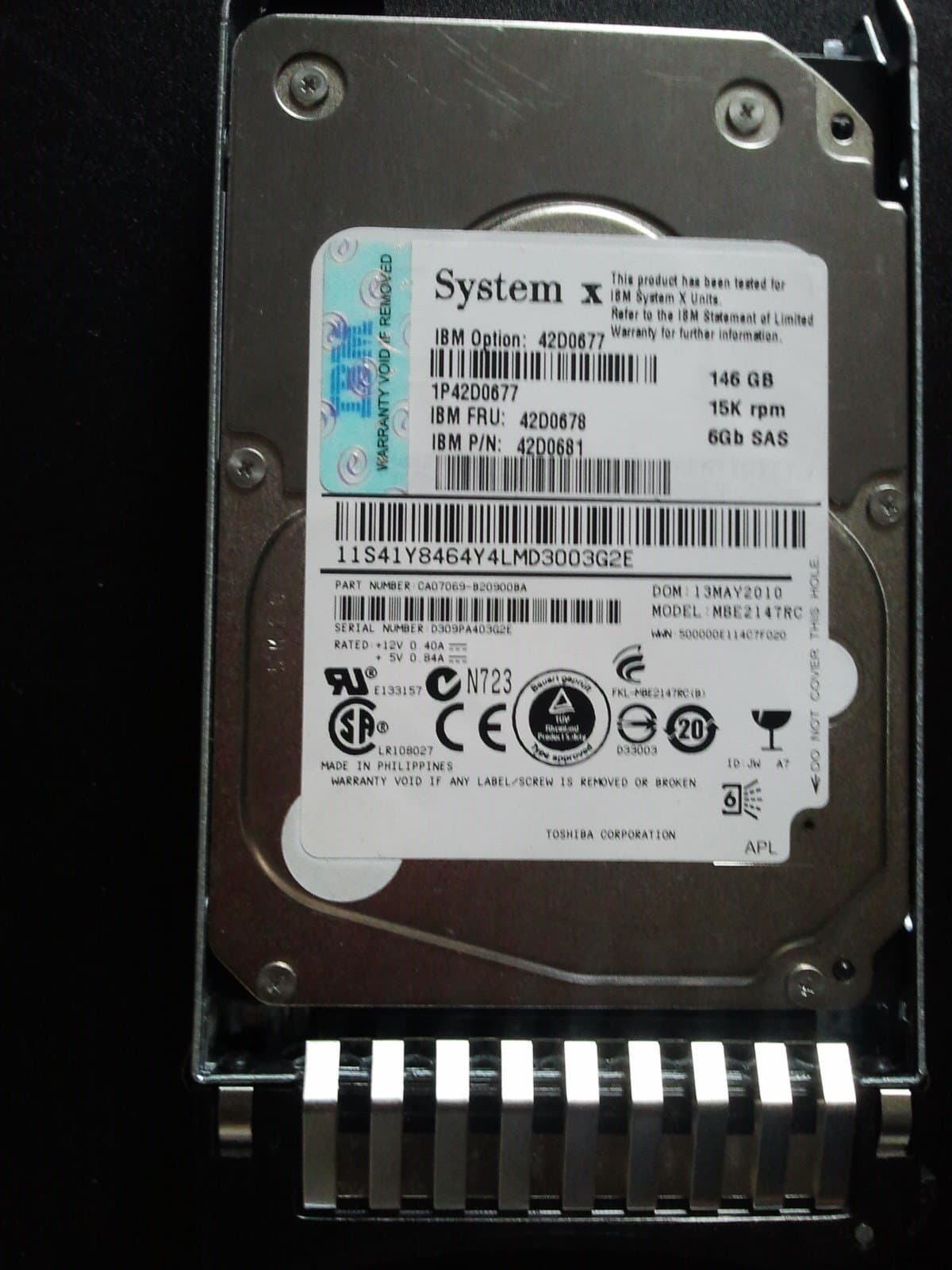 IBM 90Y8926 RR 146GB 90Y8926 SAS 15000 RPM 2.5IN 6GBPS SFF G2HS HDD