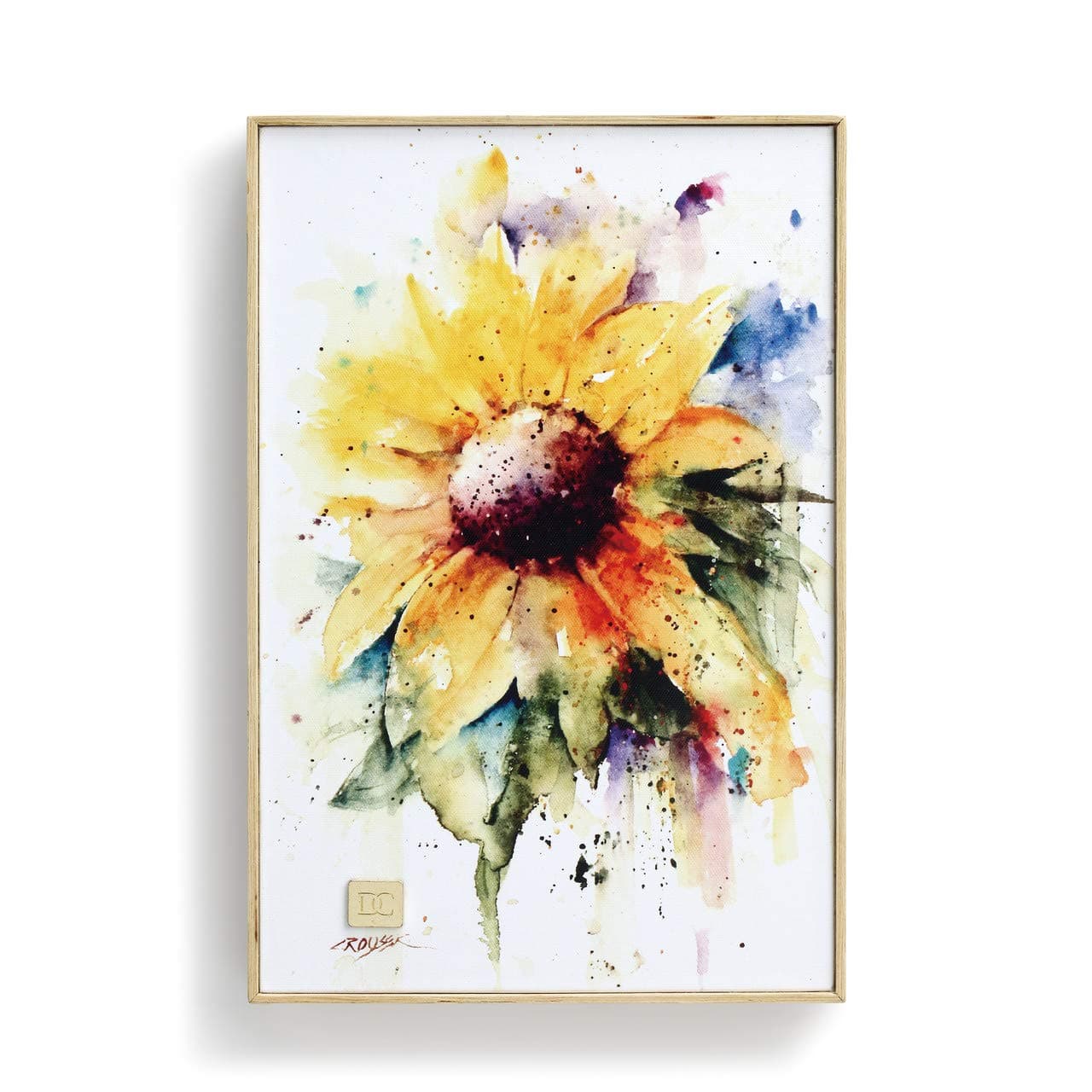 DEMDACODean Crouser Sunflower Gallery Wrapped Canvas Print 12 x 8 Ash Wood Framed Wall Art Plaque