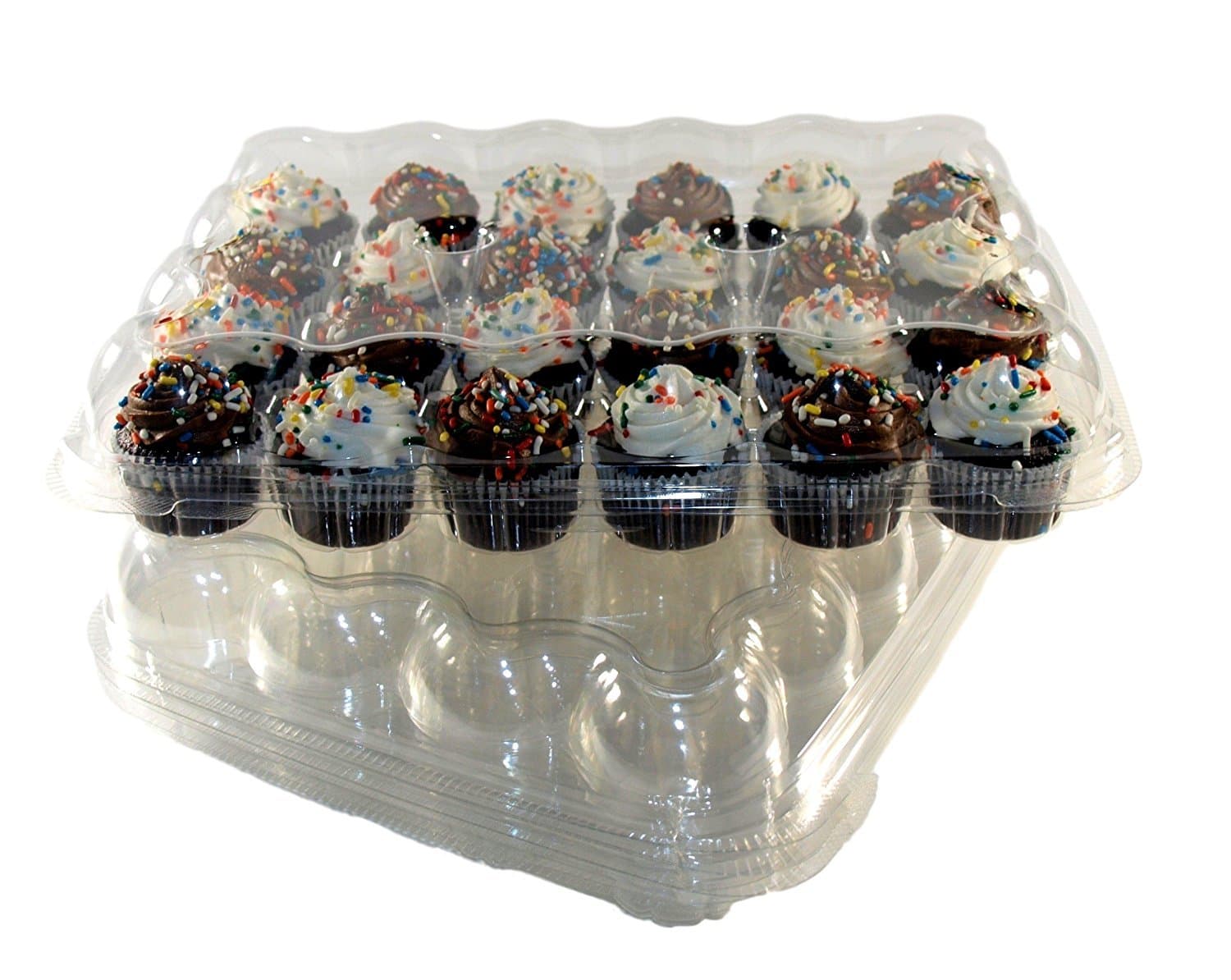 Mini Cupcake Containers Clear Plastic Holder for 24 cupcakes Reusable or Disposable to Go Box (5 count)