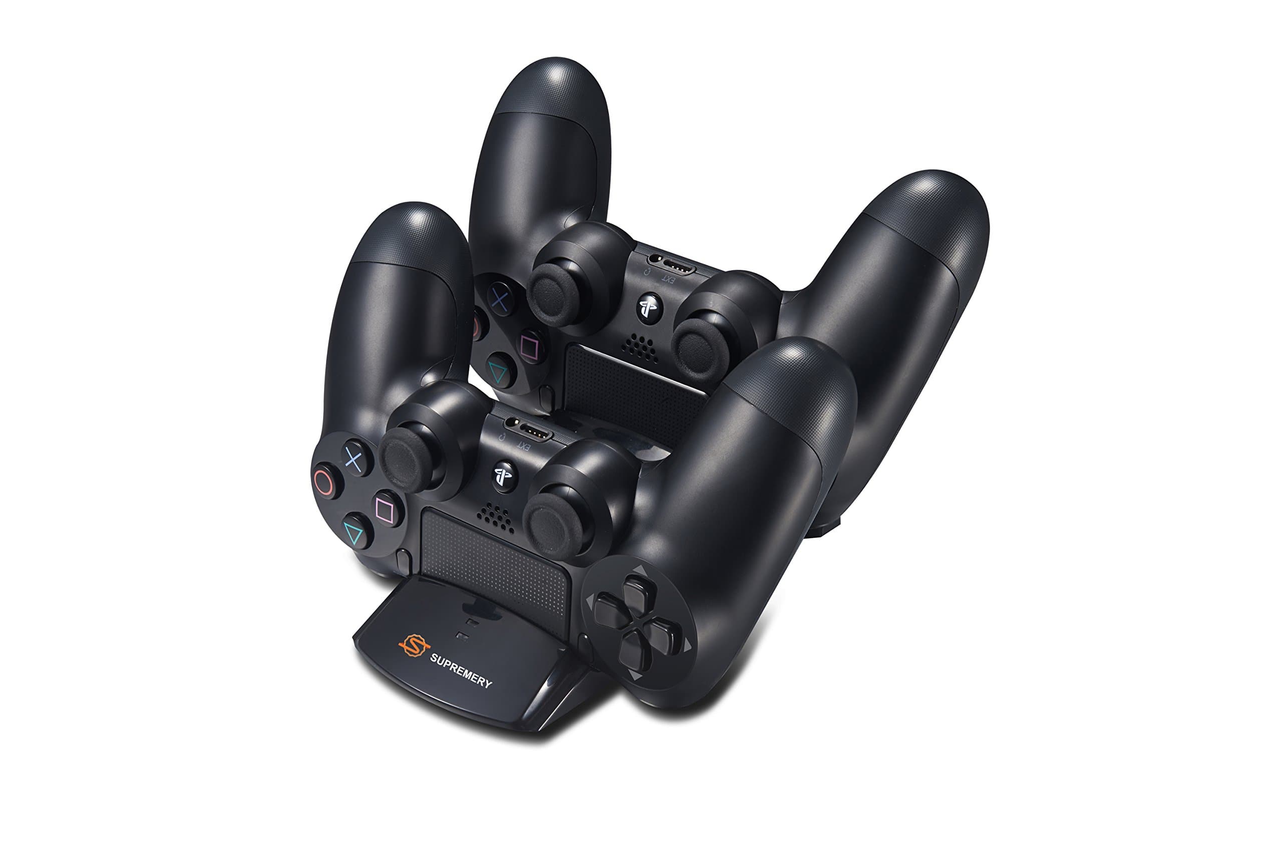Supremery Dongle Series PS4 Charger Dockingstation for 2 Dualshock 4 Controllers for Sony Playstation 4 Includes Wallcharger
