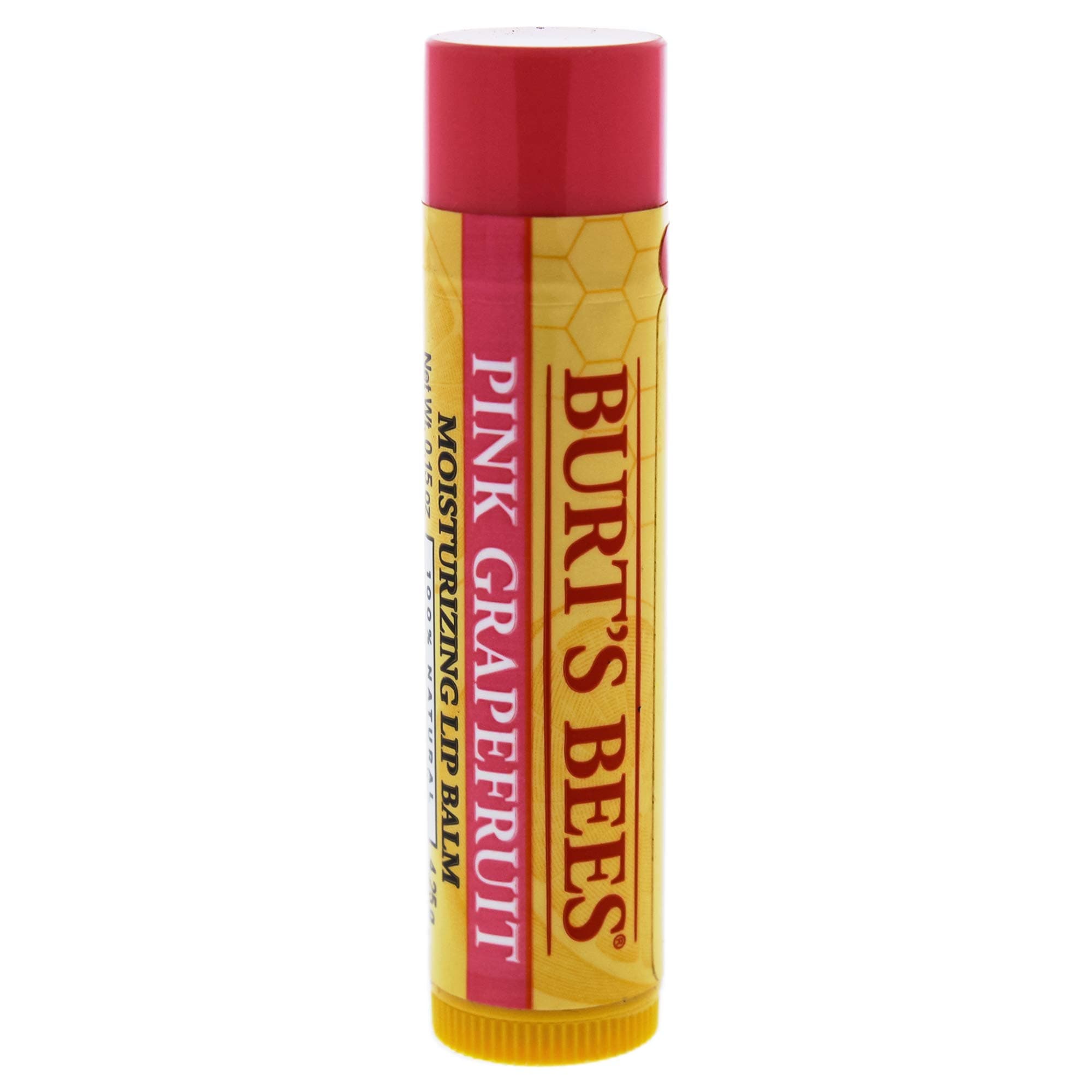 100% Natural Moisturizing Lip Balm, Pink Grapefruit with Beeswax & Fruit Extracts - 1 Tube