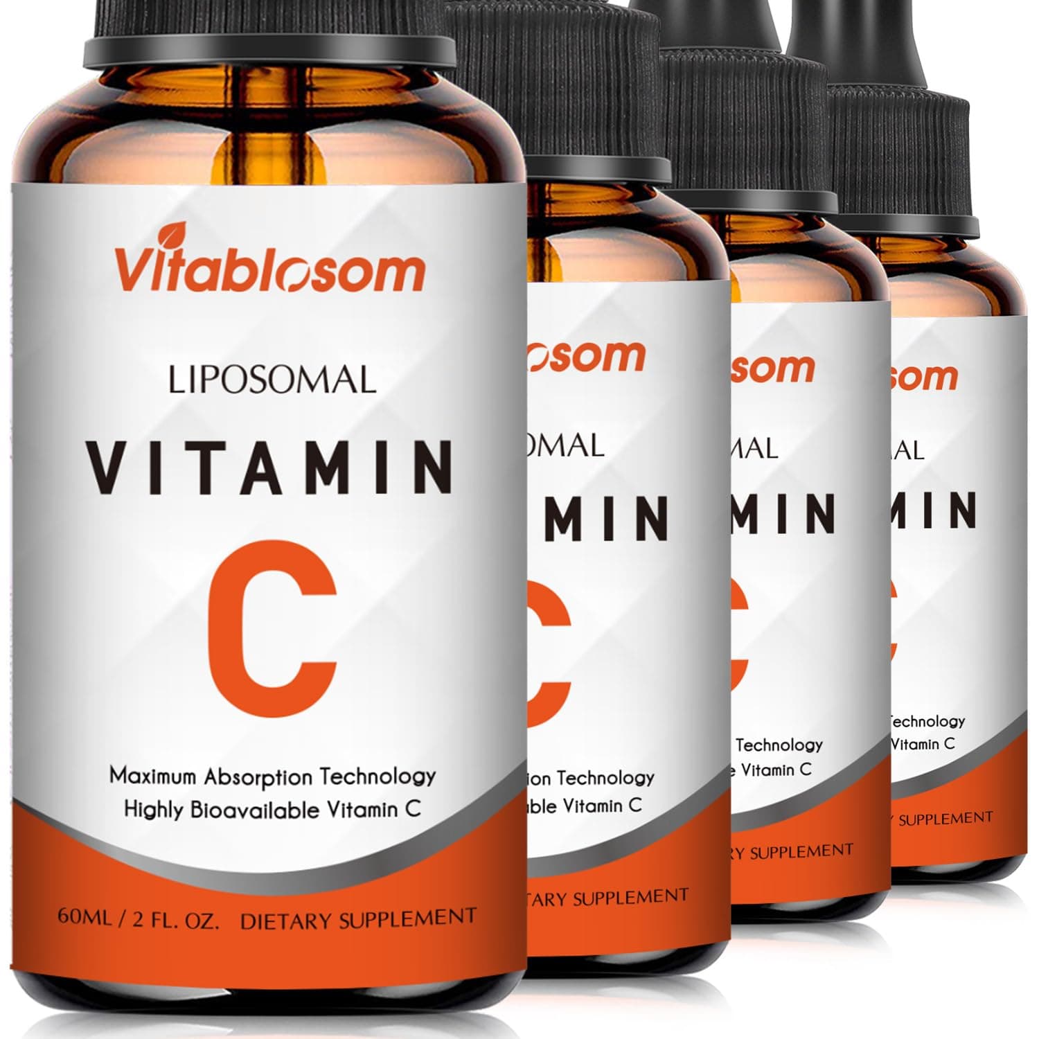 Liposomal Vitamin C 2000mg Liquid for Adults, High Absorption VIT C, Maximize Vitamin C, Immune System & Antioxidant Support, 60ML (4 Bottle)