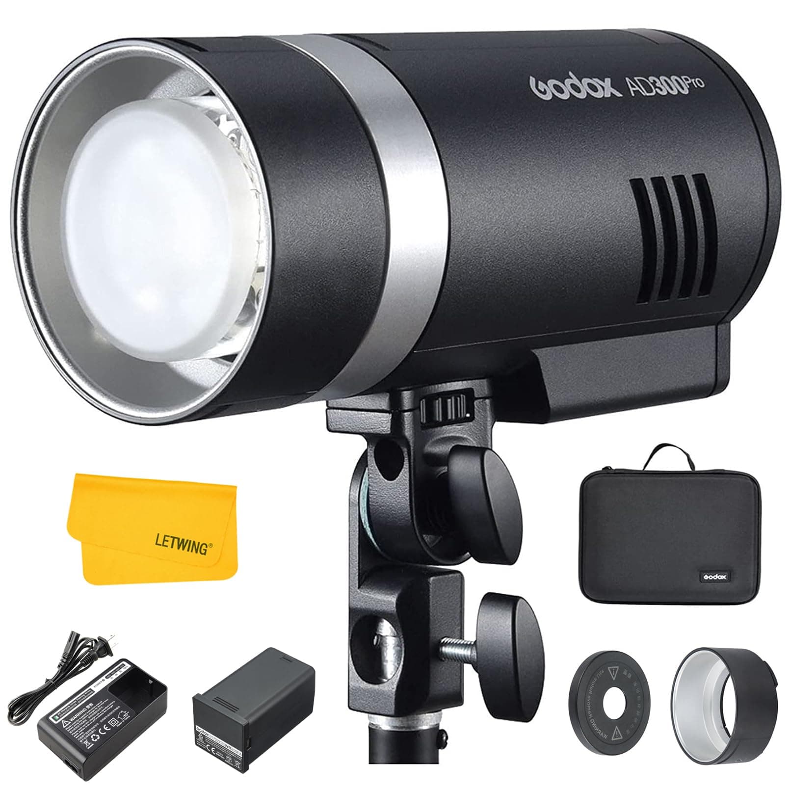 AD300 Pro AD300Pro Outdoor Flash Strobe Light, 300W TTL HSS 1/8000s Studio Flash, 320 Full Power Flashes, 2600mAh Lithium Battery, 12W Modeling Lamp, for Canon Sony Nikon Fuji Olympus Panasonic