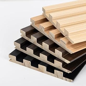 Slat Wood Wall Paneling for Interior and Ceiling Decoration - 5 Samples Pack, 6 x 5.7in.