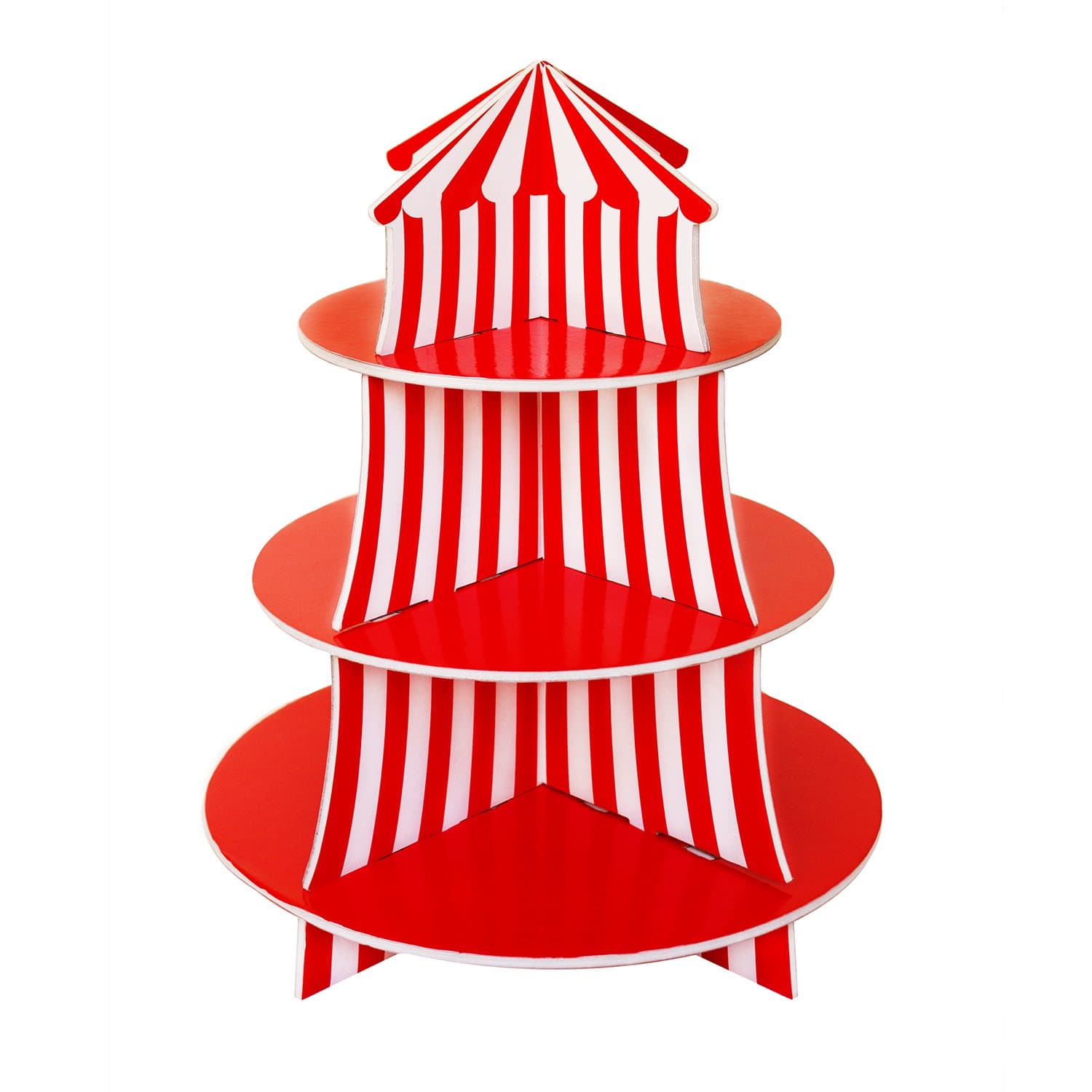 Super Z Outlet 3 Tier Cupcake Foam Stand with Circus Carnival Tent Design for Desserts, Birthdays, Decorations