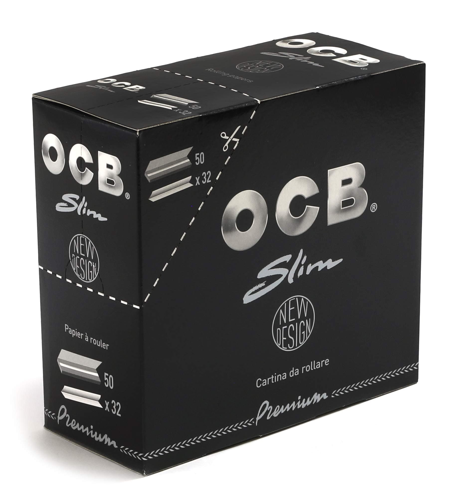 OCB Tobacco Paper Long Slim 50 x 32 Sheets Black