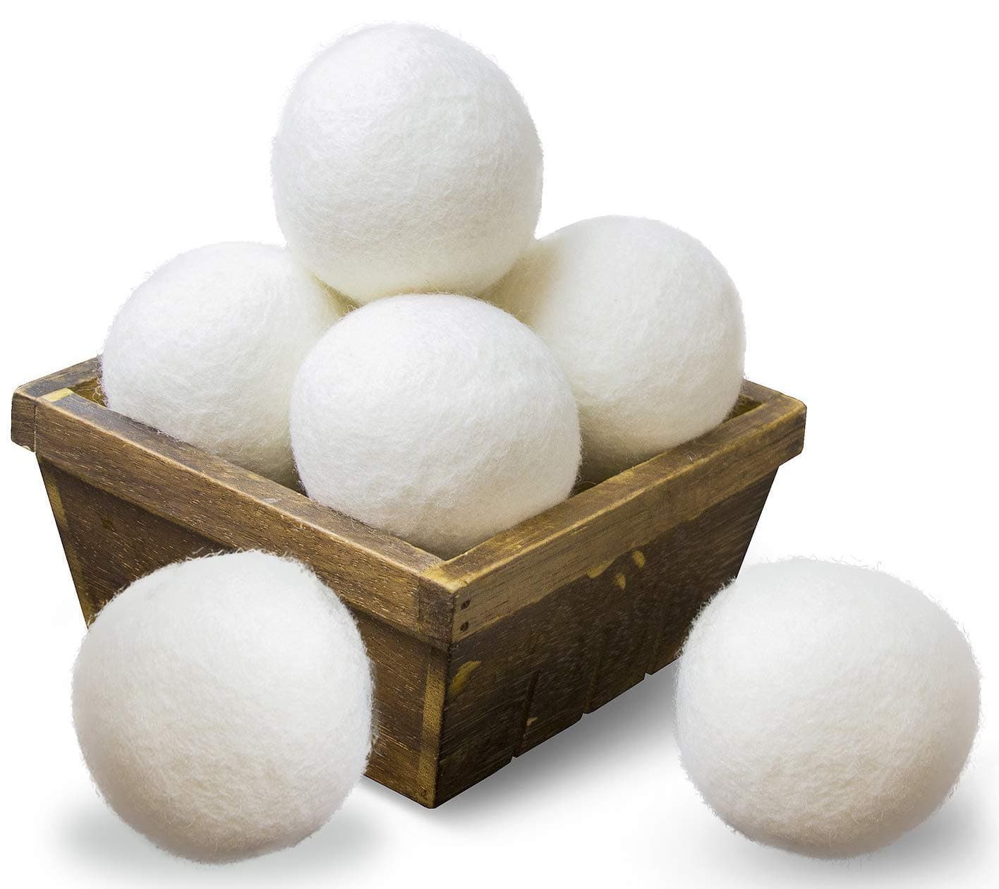 SnugPad Wool Dryer Balls XL Size 6 Pack, Natural Fabric Softener 100% Organic Premium New Zealand Wool, No Fillers, Anti Static, Lint Free, White 6 Count