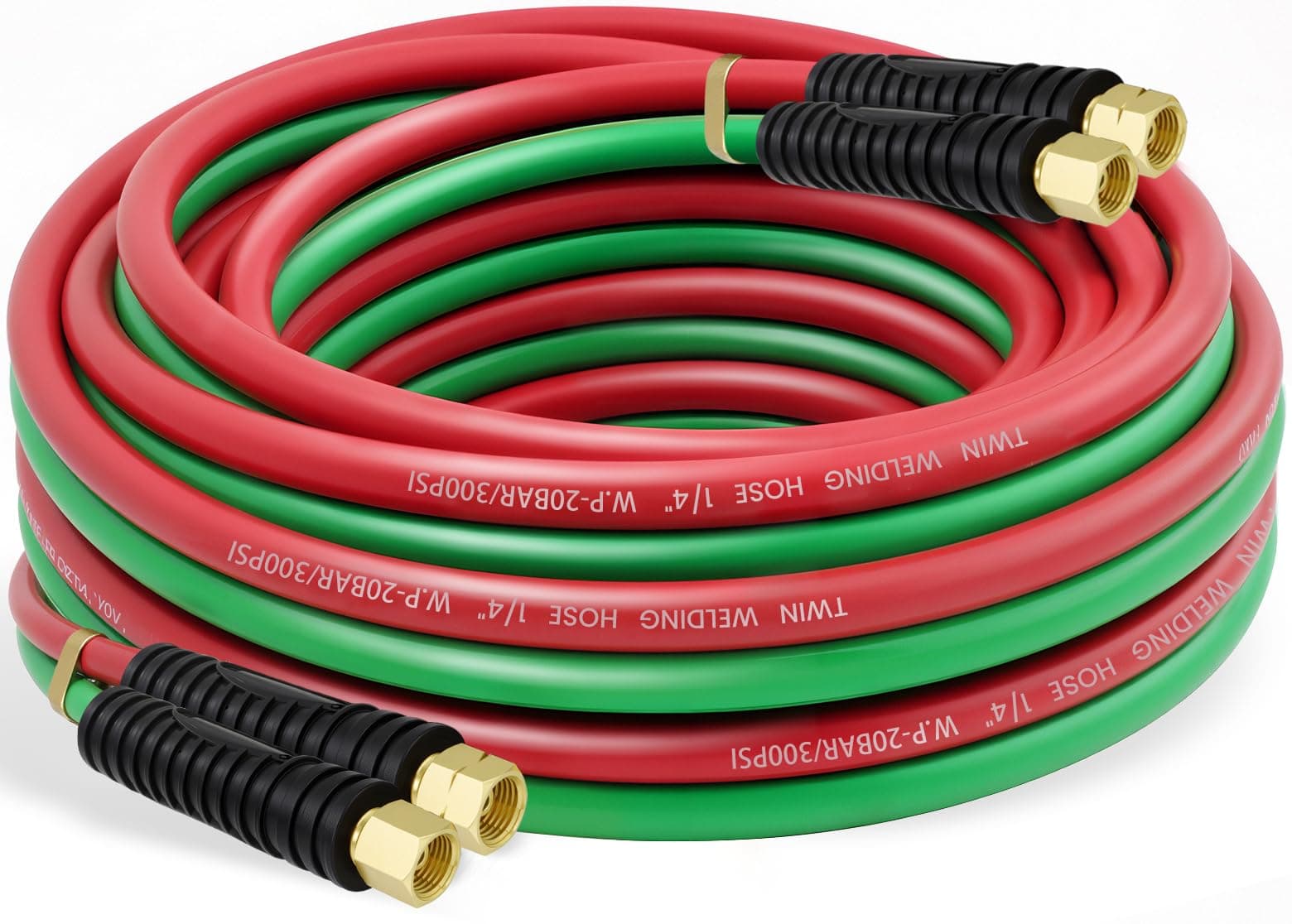 RX WELD Oxygen Acetylene Hose 1/4-Inch × 25 Feet with 9/16"-18 B fittings,Torch Hose,Grade R (25 Feet)