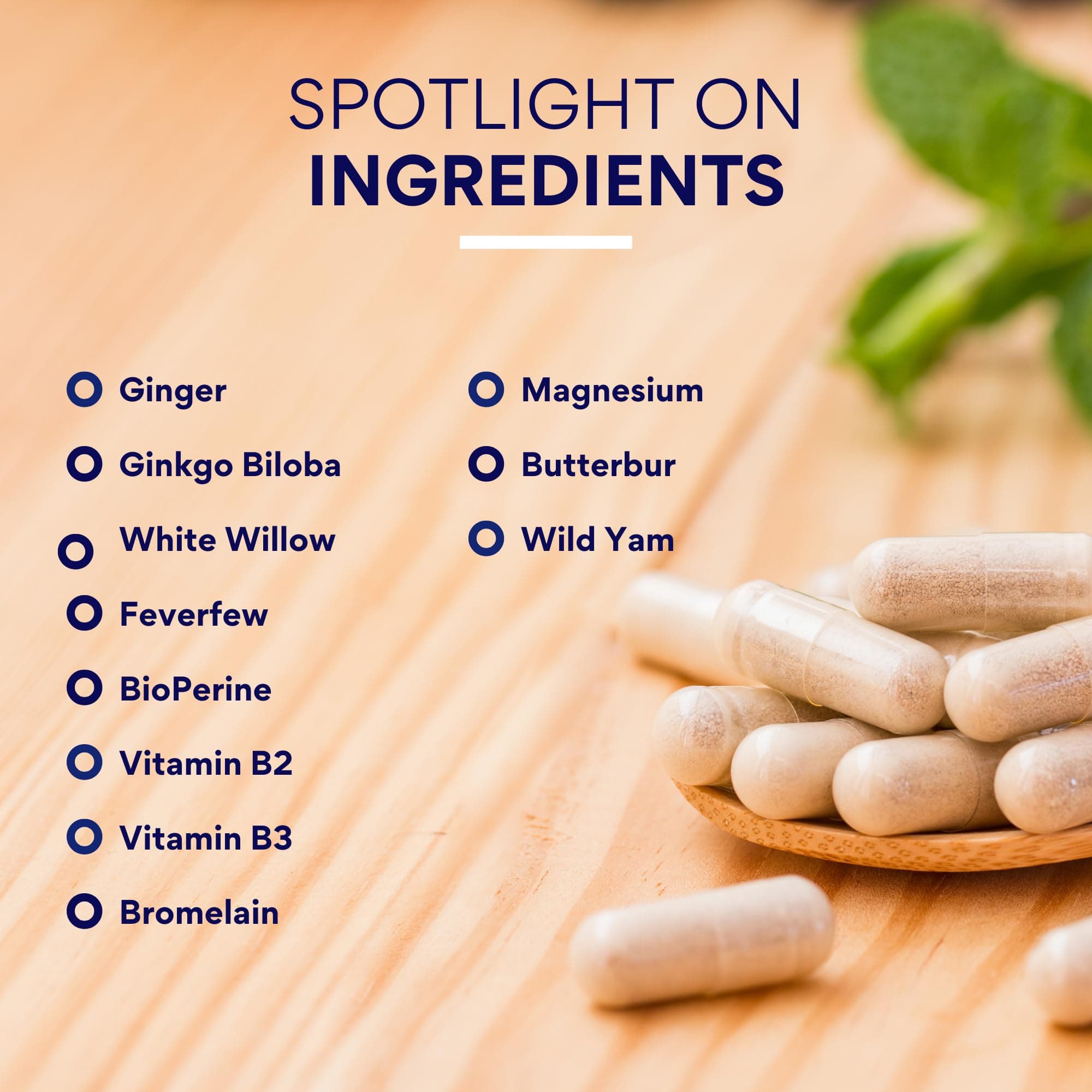 Research Verified Migraine Relief - Dual Action Supplement - Reduce Severity and Duration, Balance Hormones - with Ginger and Ginko Biloba- 60 Capsules Per Bottle - 6 Month Supply