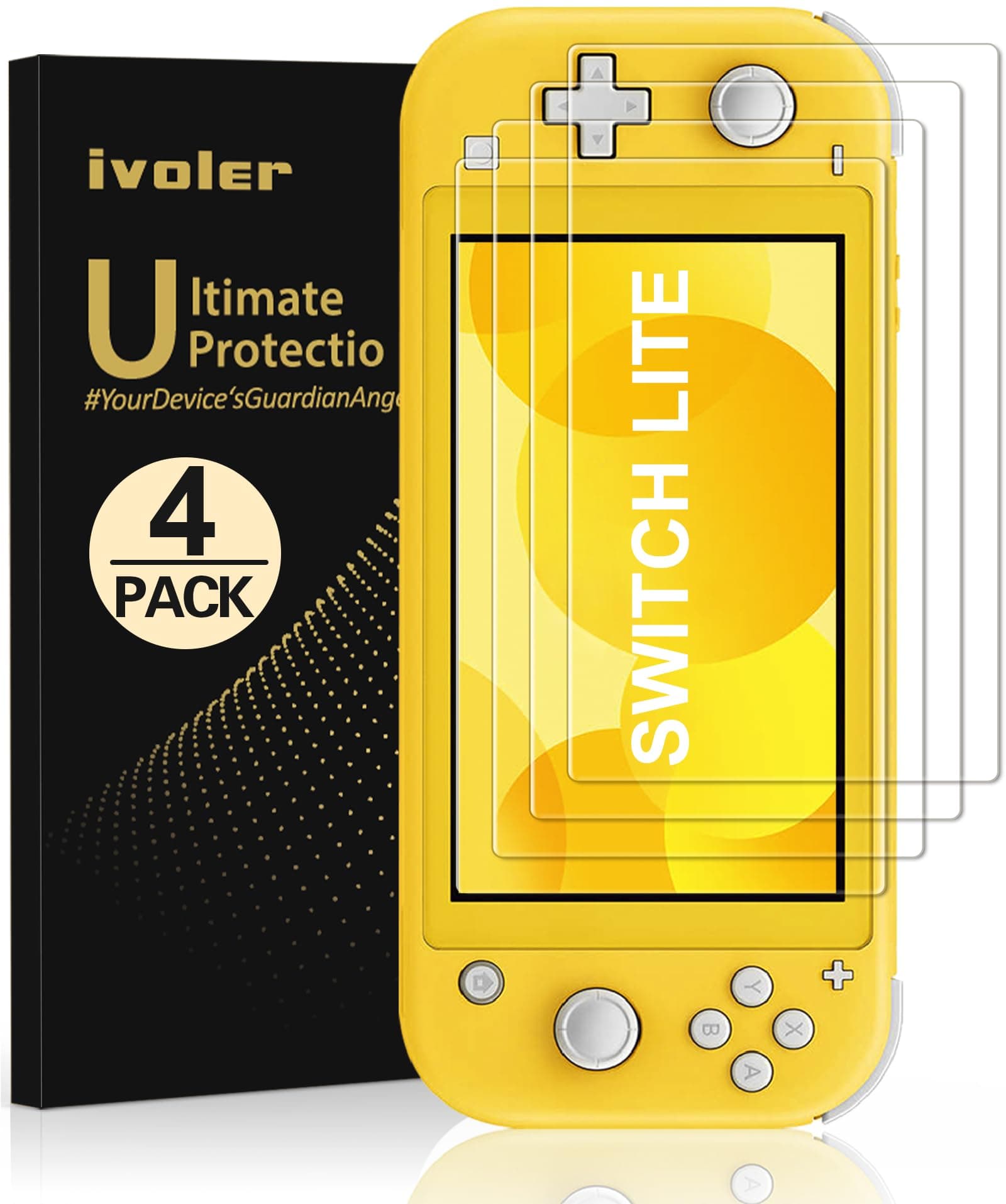 ivoler [4 Pack] Screen Protector Tempered Glass for Switch Lite, Transparent HD,High Definition,Clear Anti-Scratch with Anti-Fingerprint