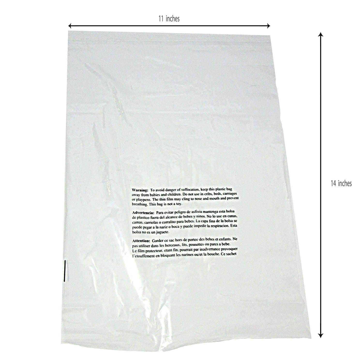 1000 (9"x12")(11"X14")(12"X18") Clear Peal and Seal 1.5 Mil Poly Bags with Suffocation Warning Labels,ES Global,FBA clear bag (12X18)