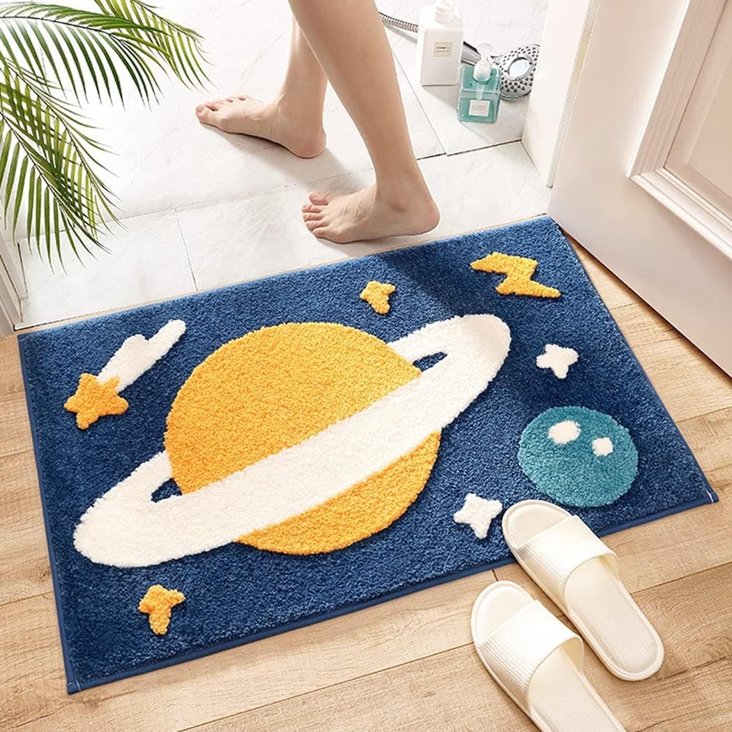 Roseate Space Super Soft (50x80 cm) Microfibre 2000 GSM Bath Mat Super Absorbent Anti Skid Mats for Bathroom/Bedroom/Kitchen/Door Mat/Floor Mat (Dark Blue) Pack of 1