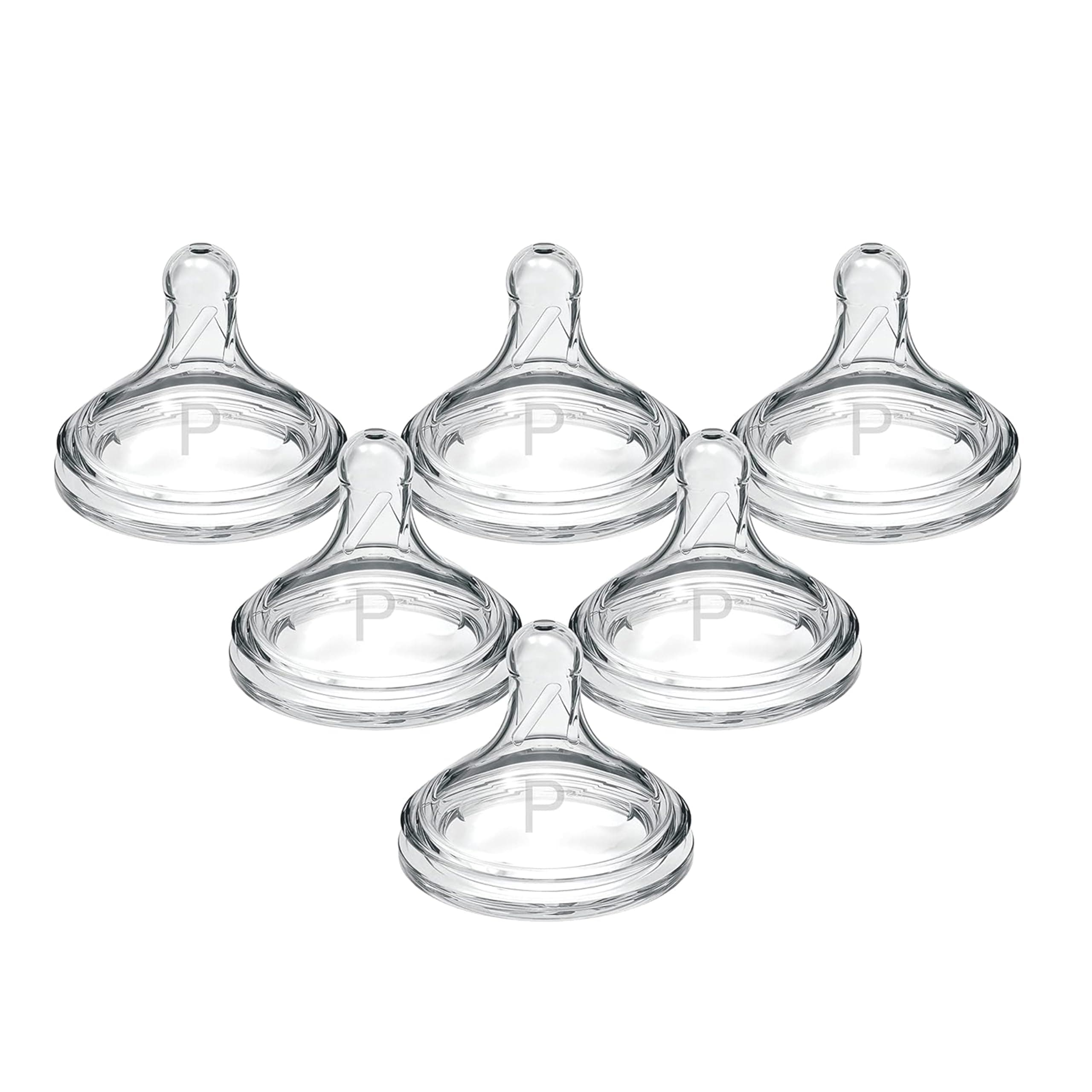 Natural Flow Preemie Flow Wide-Neck Baby Bottle Silicone Nipple, Slowest Flow, 0m+, 100% Silicone Bottle Nipple, 6 Pack
