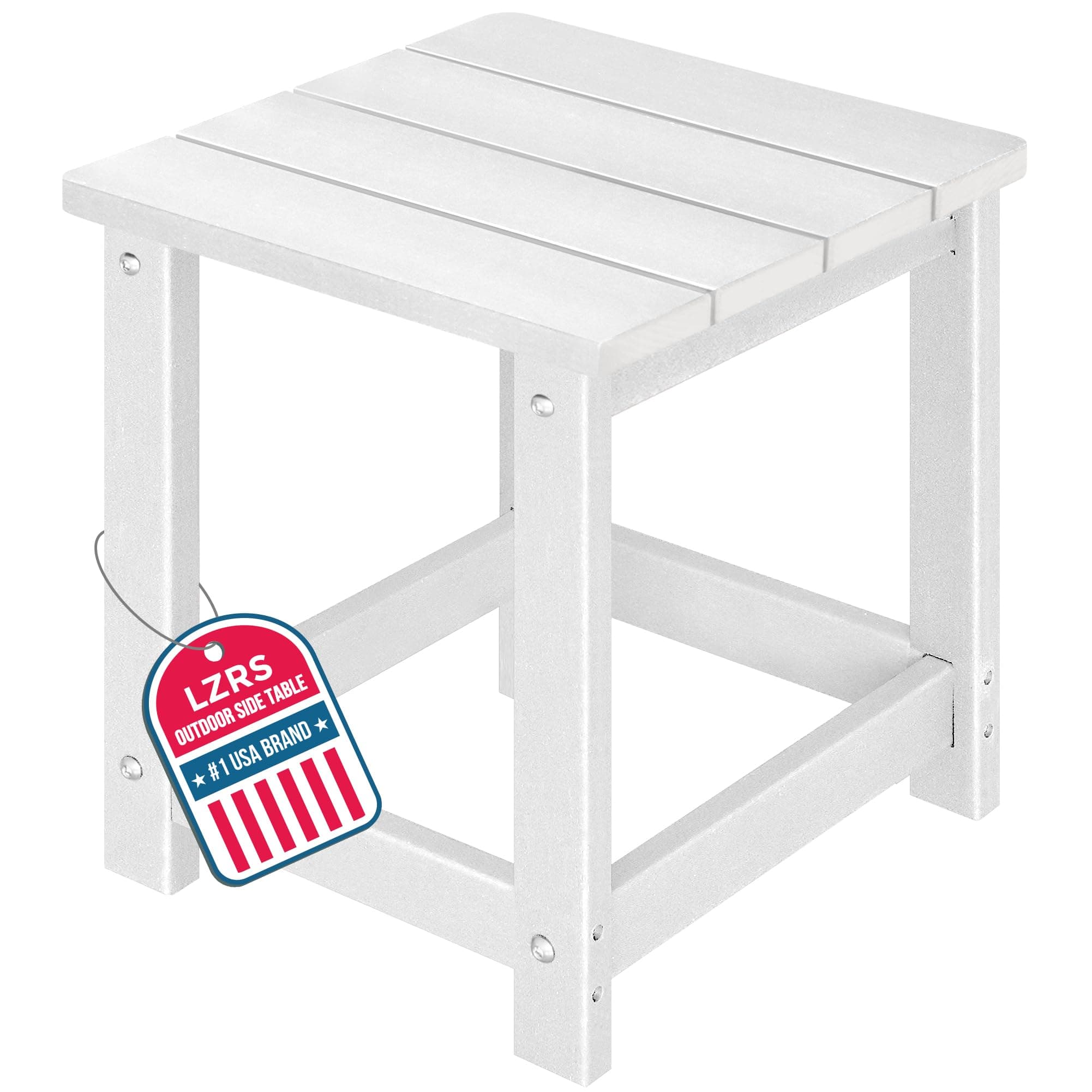 Adirondack Square Outdoor Side Table for Patio, Pool Composite Patio Table,HDPE End Tables for Backyard,Pool, Indoor Companion, Easy Maintenance & Weather Resistant(White)