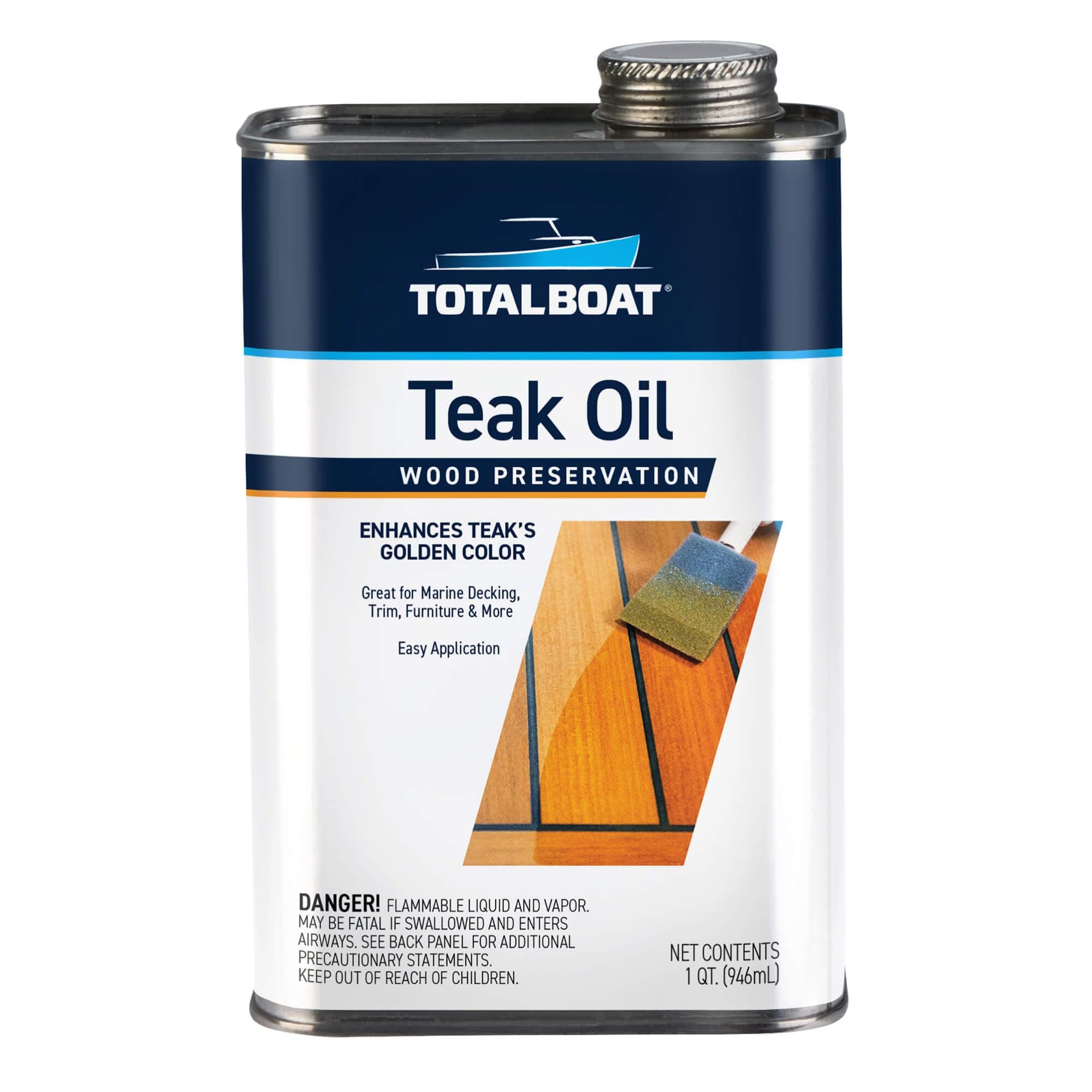 TotalBoat Teak Oil - Premium Marine Wood Sealer Protects & Preserves Teak on Boats and Outdoor Furniture (1 Quart)