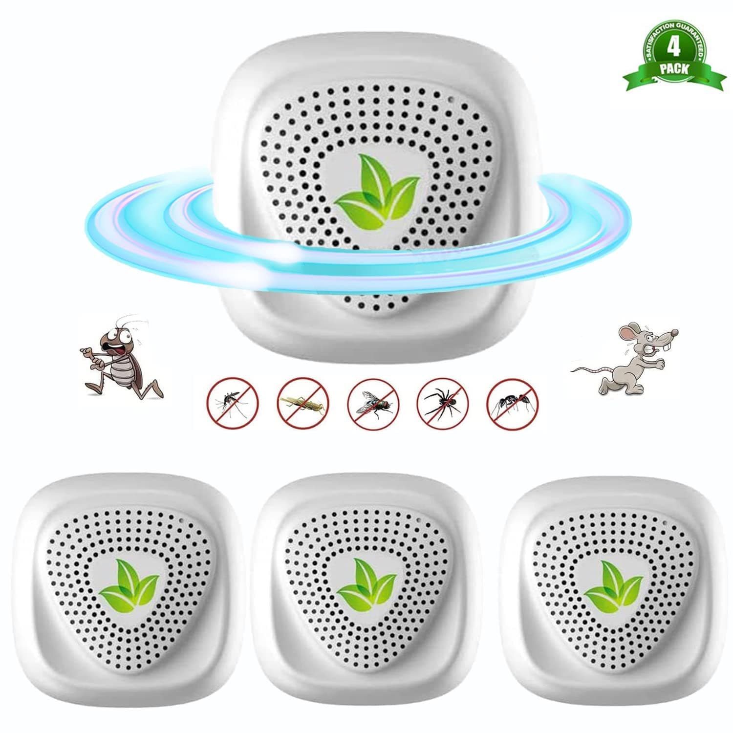 EGEYI Ultrasonic Pest Repeller Insect Repellent, Efficient Repelling Spider, Mosquitoes, Mouse, Cockroach and Other Rodents, 100% Safe (4 Packs)